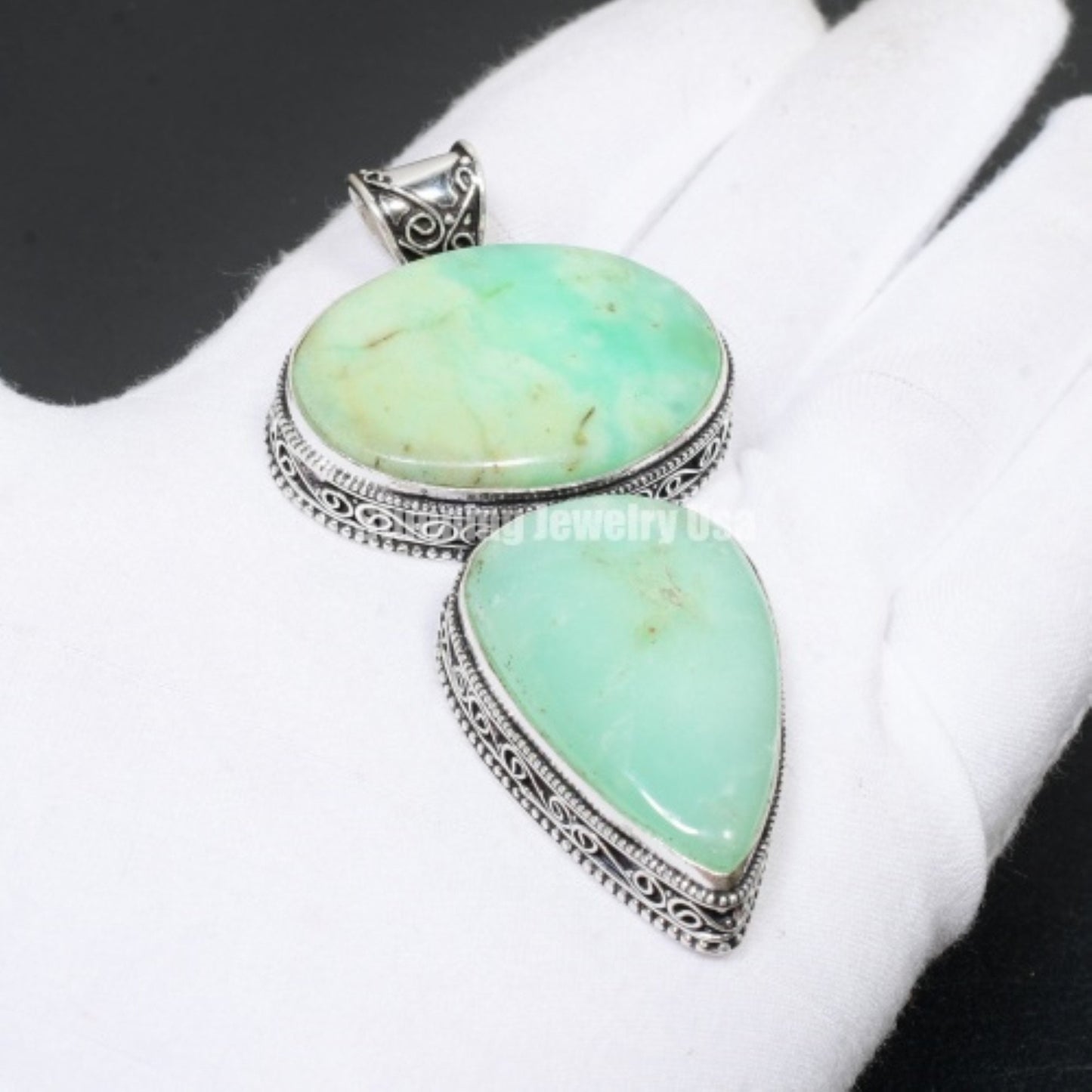 Green Chrysoprase Gemstone Pendant