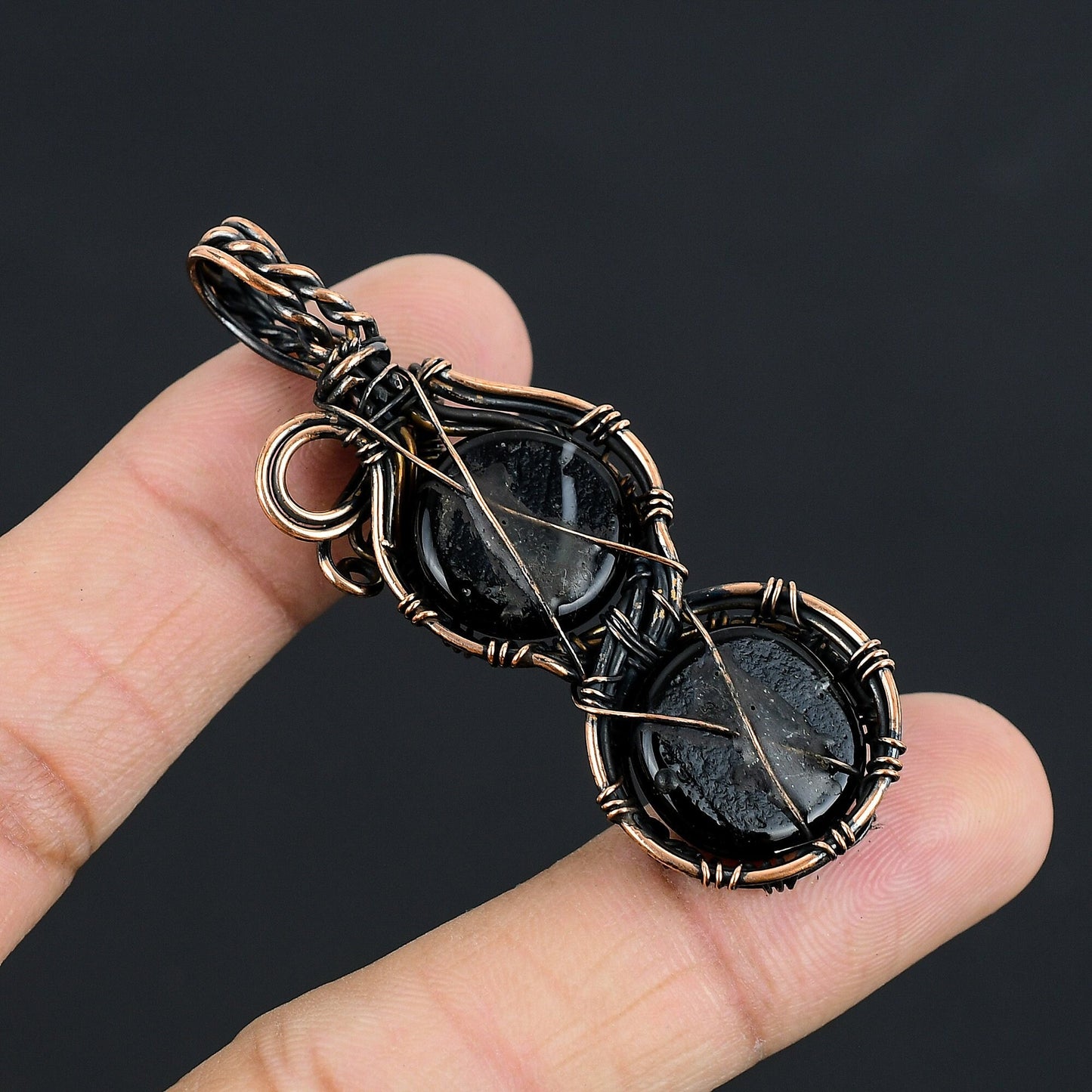 Copper Dichroic Glass Gemstone Pendant