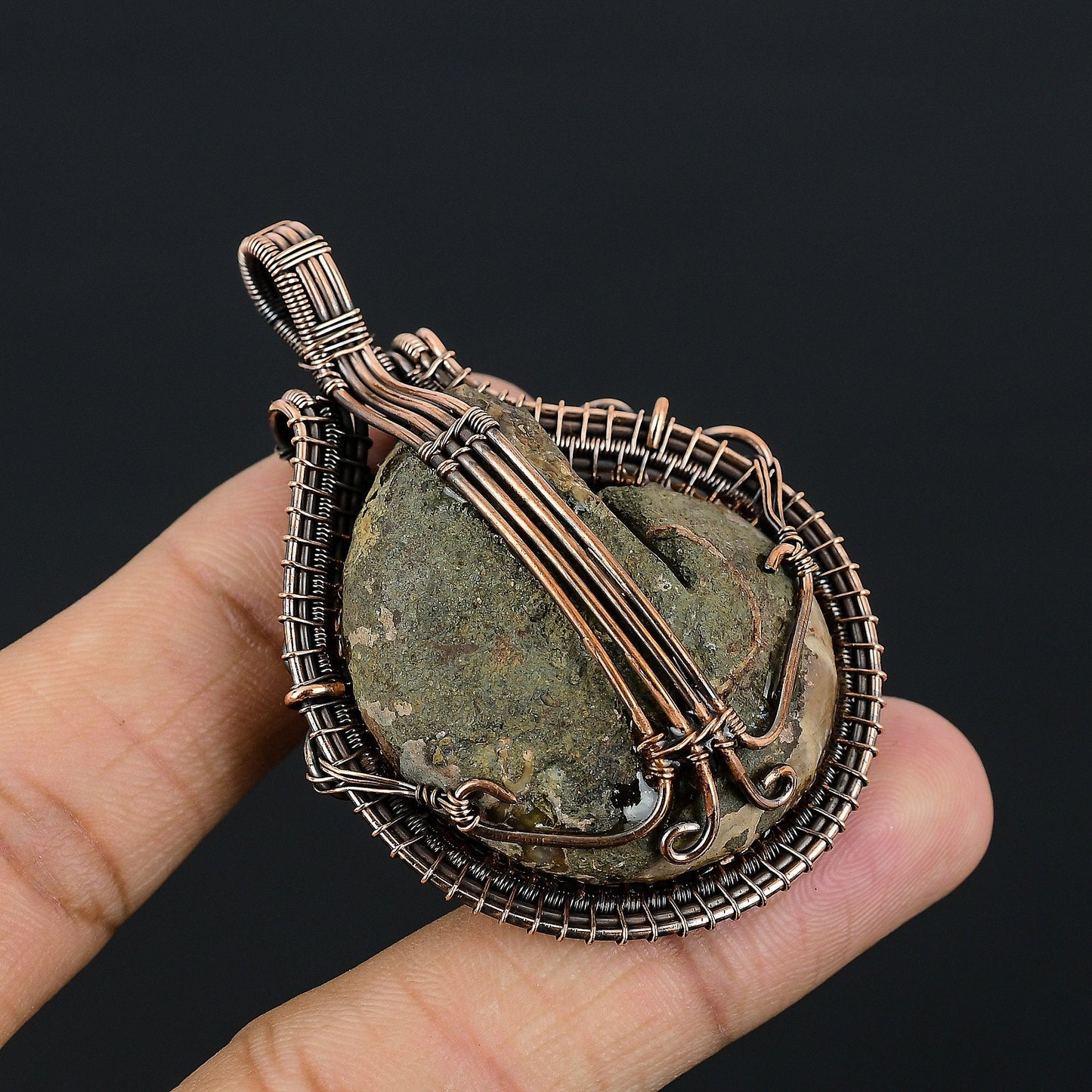Copper Ammonite Gemstone Pendant