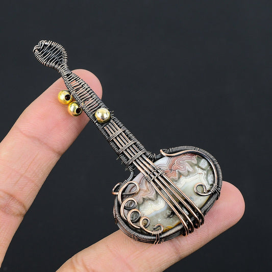 Multicolour Crazy Lace Agate Gemstone Pendant