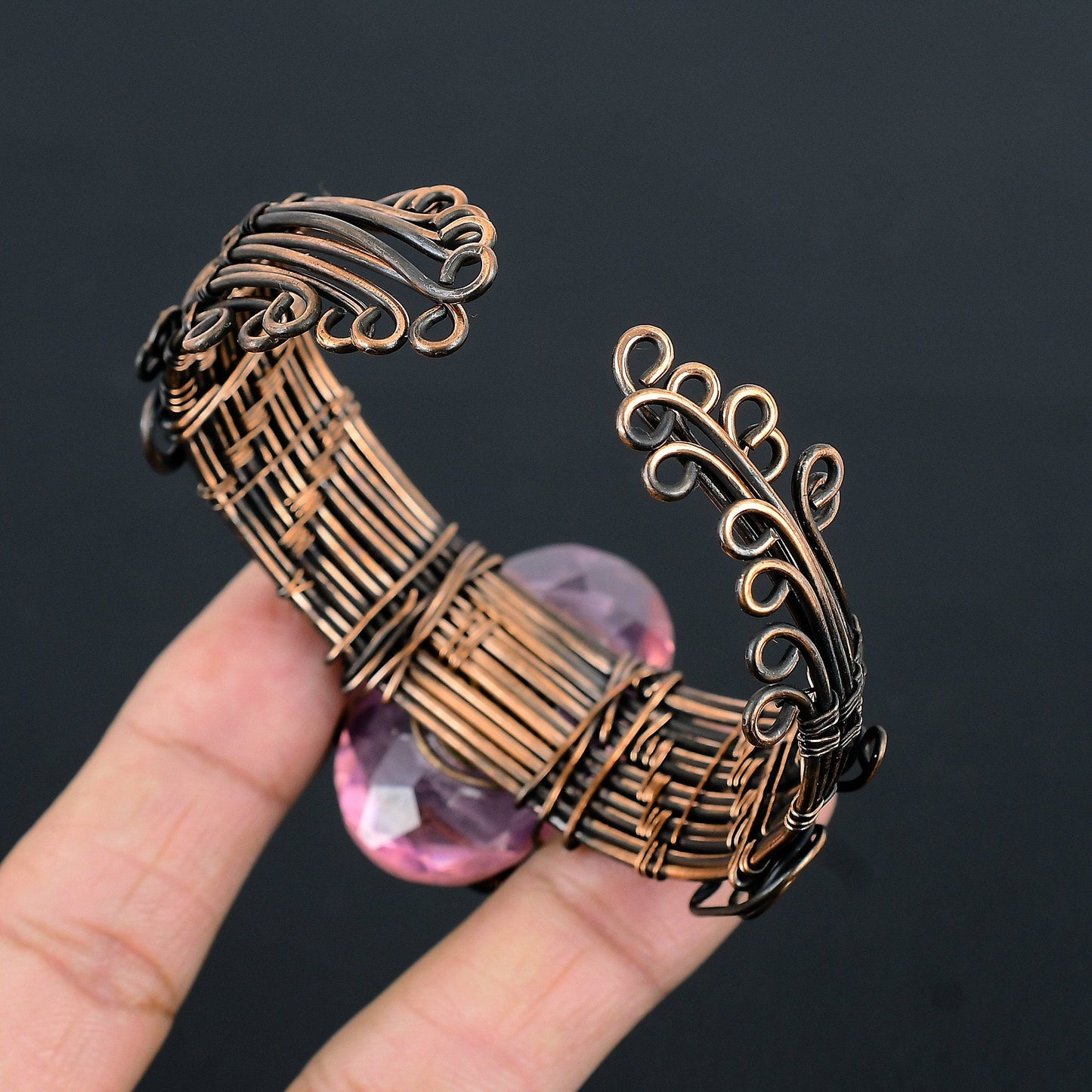 Pink Kunzite Gemstone Cuff Bracelet
