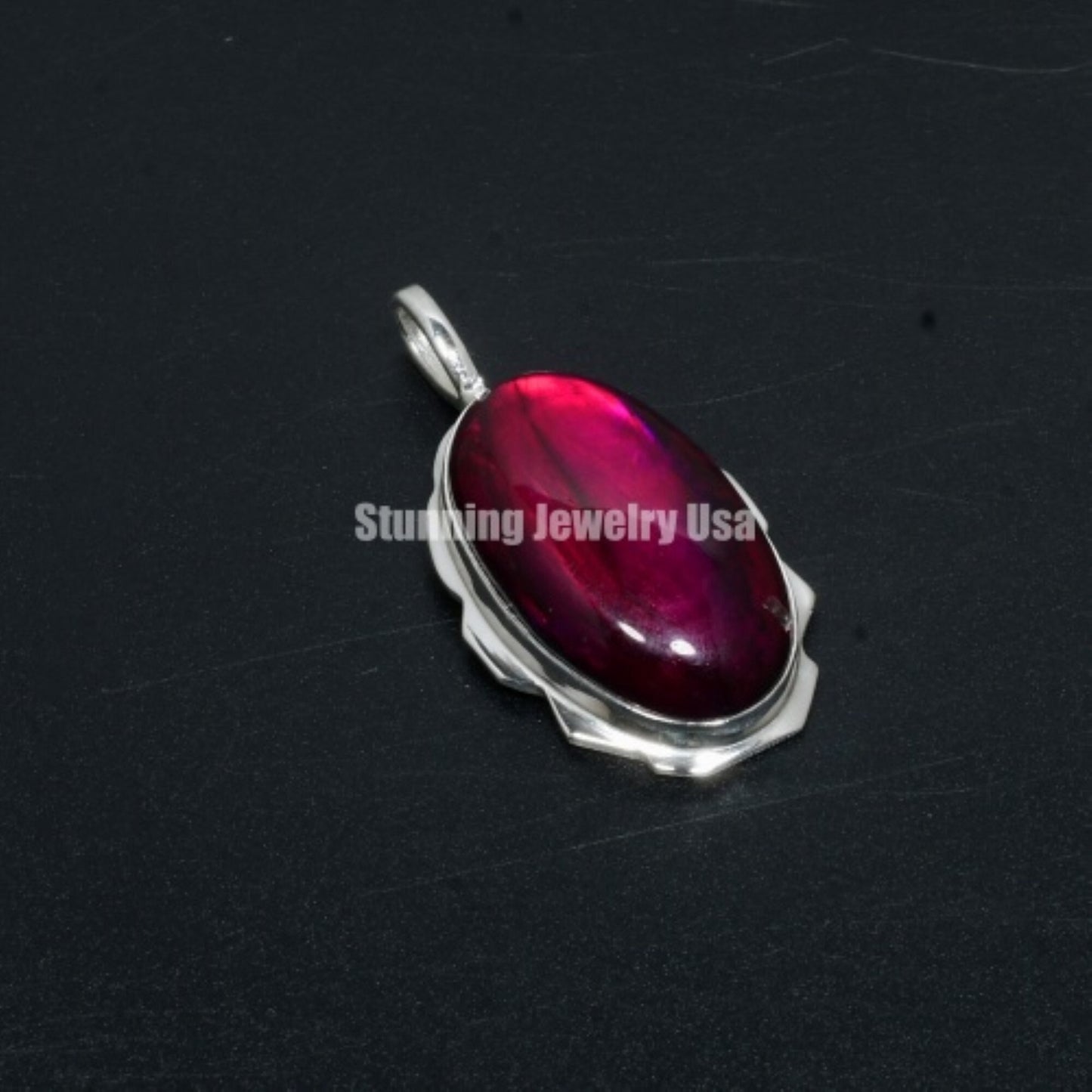 Pink Flash Labradorite Pendant