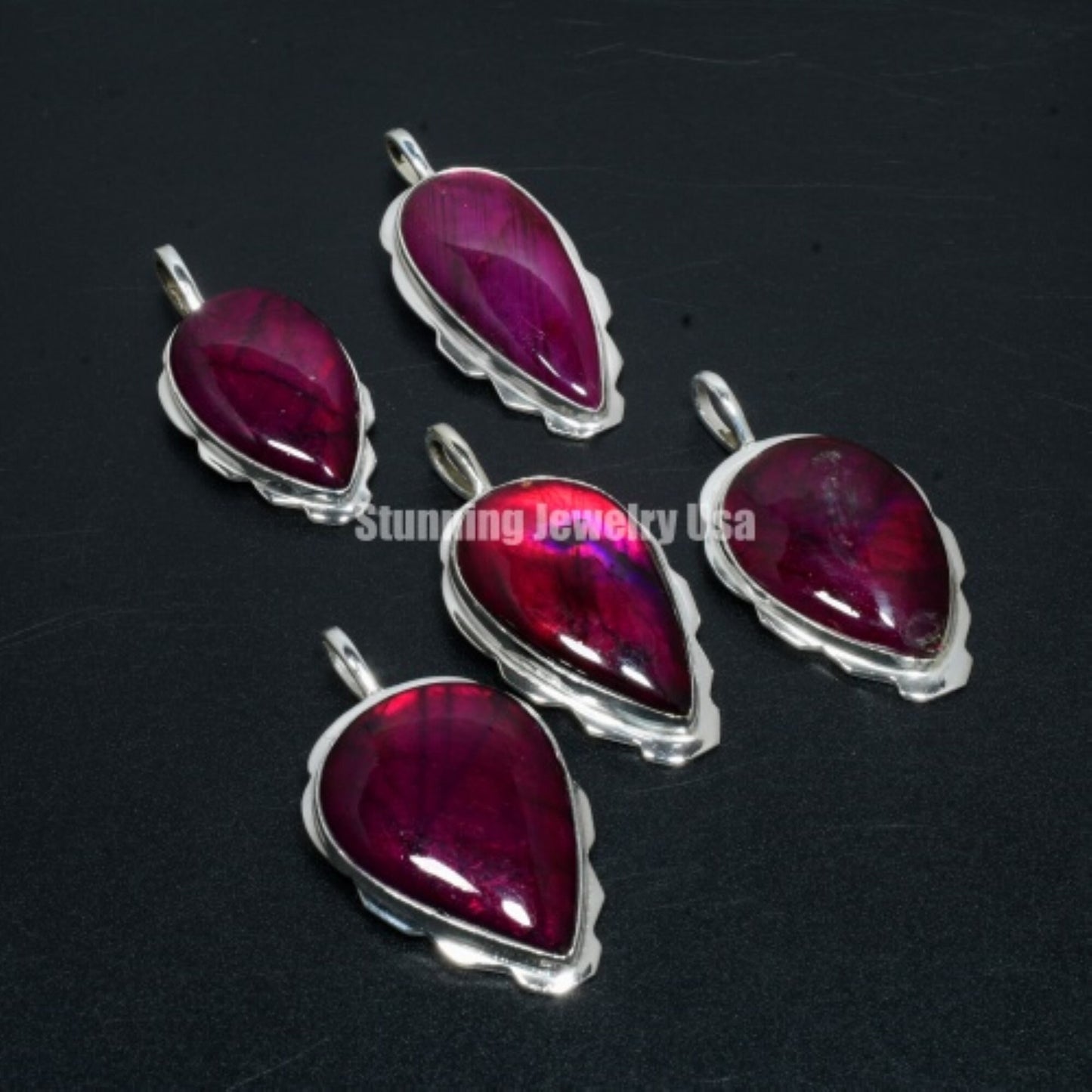 Pink Flash Labradorite Pendant