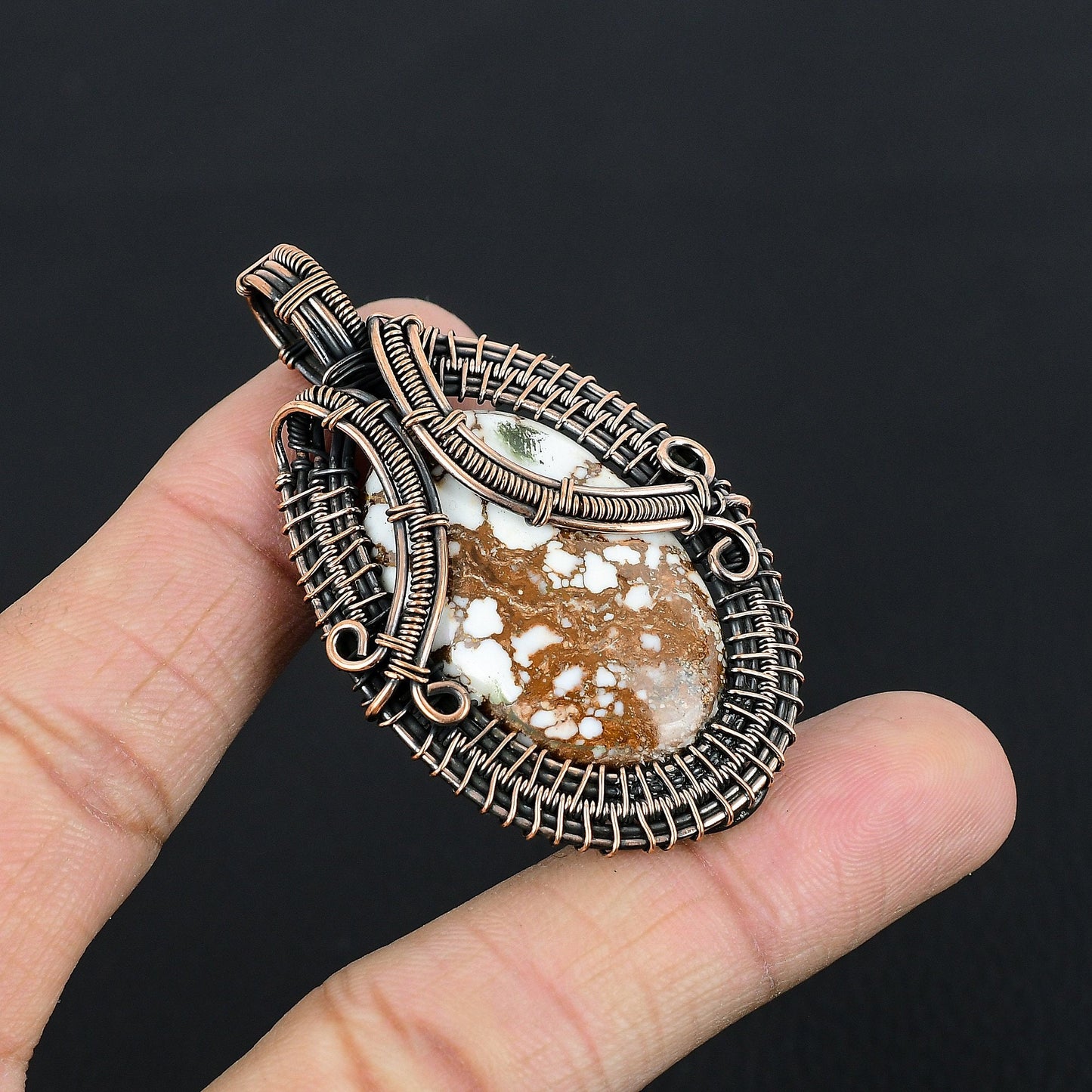 Brown & White Wild Horse Turquoise Gemstone Pendant