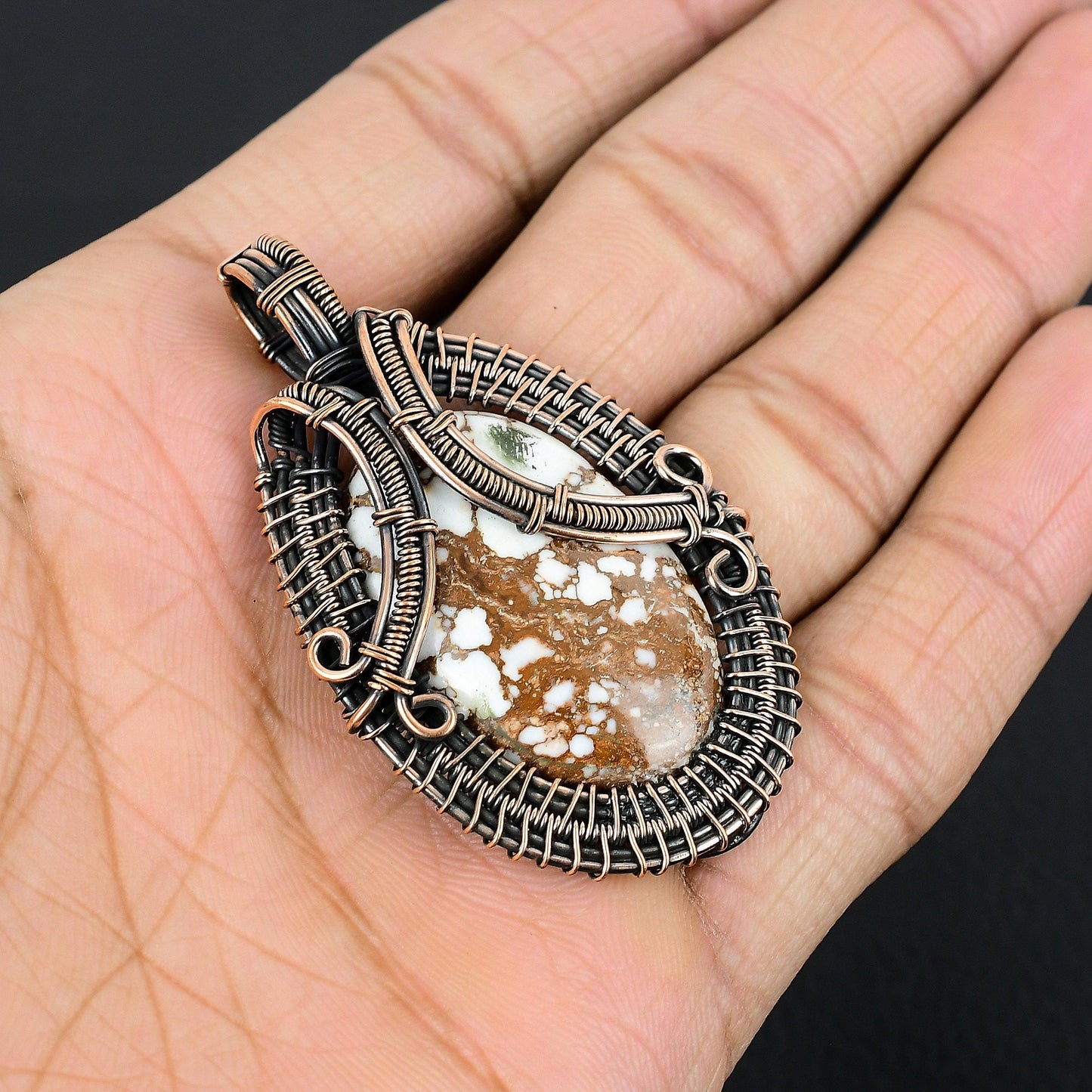 Brown & White Wild Horse Turquoise Gemstone Pendant