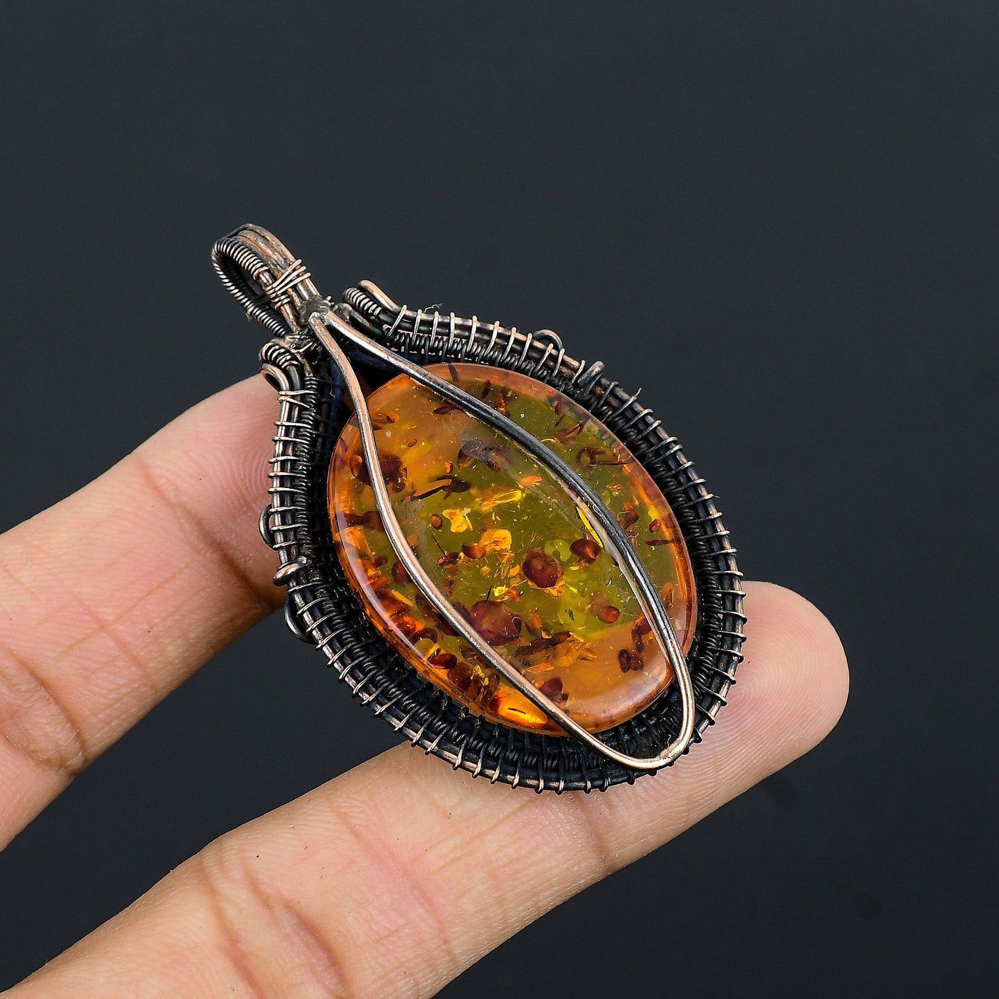 Golden Amber Gemstone Pendant