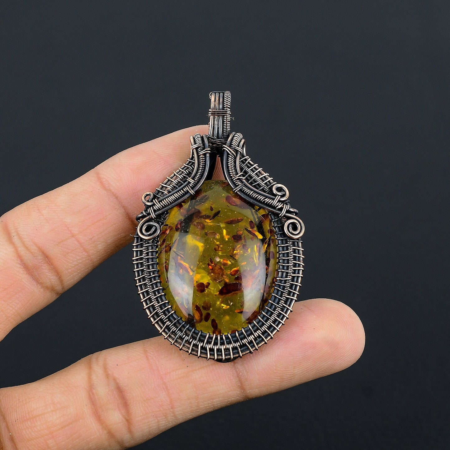 Golden Amber Gemstone Pendant