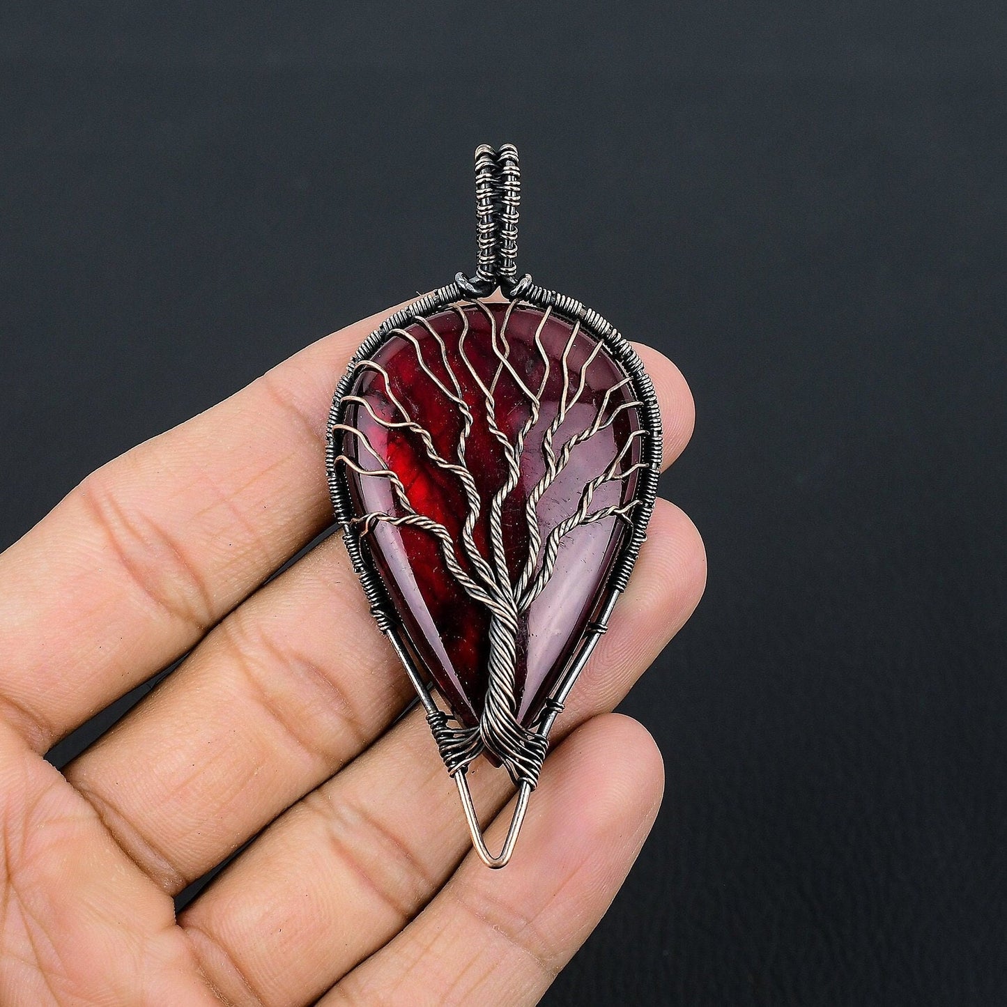 Red Fire Labradorite Gemstone Pendant