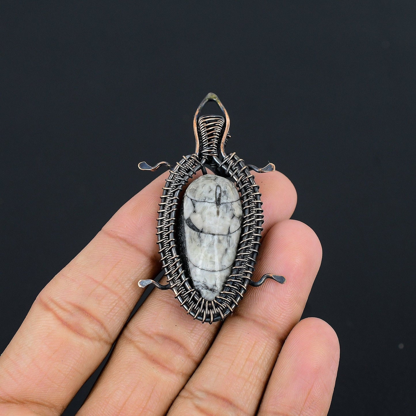 Black Orthoceras Gemstone Pendant