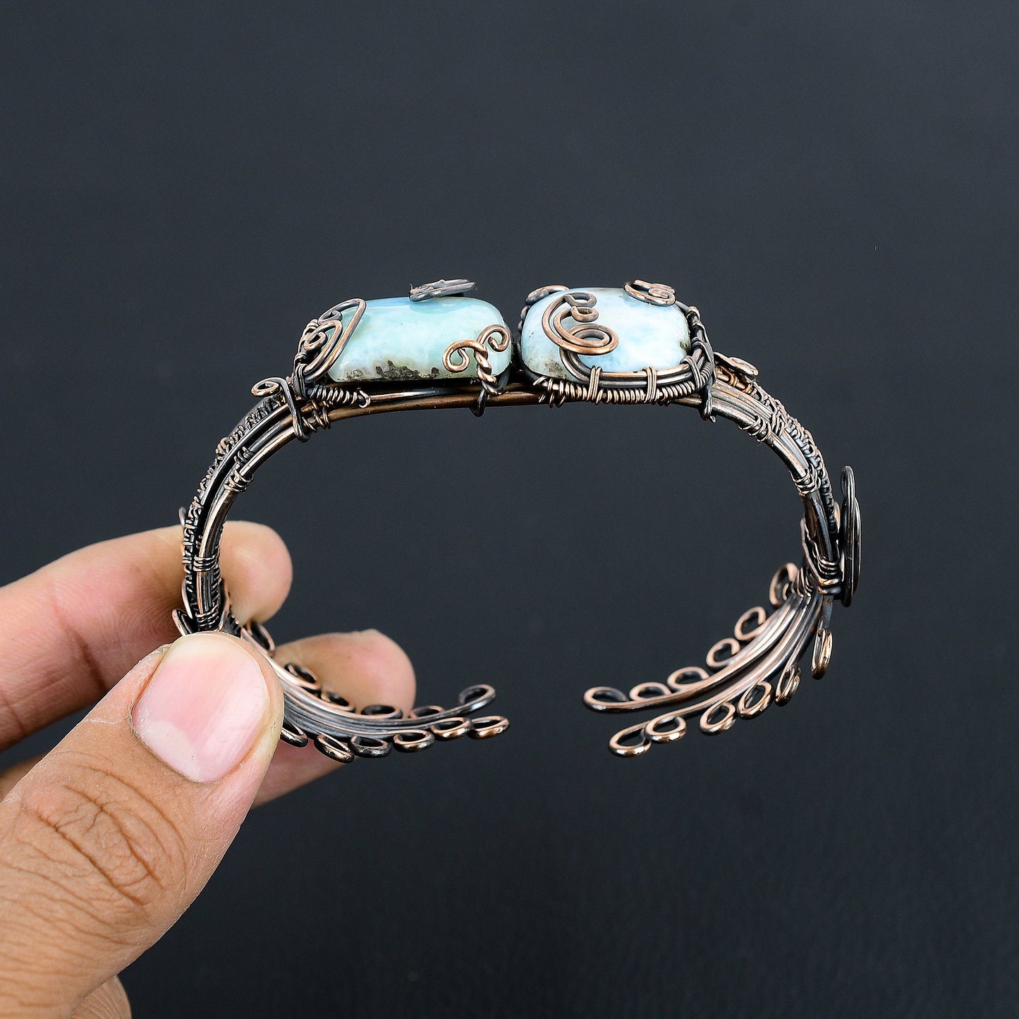 Blue Larimar Gemstone Copper Bracelet