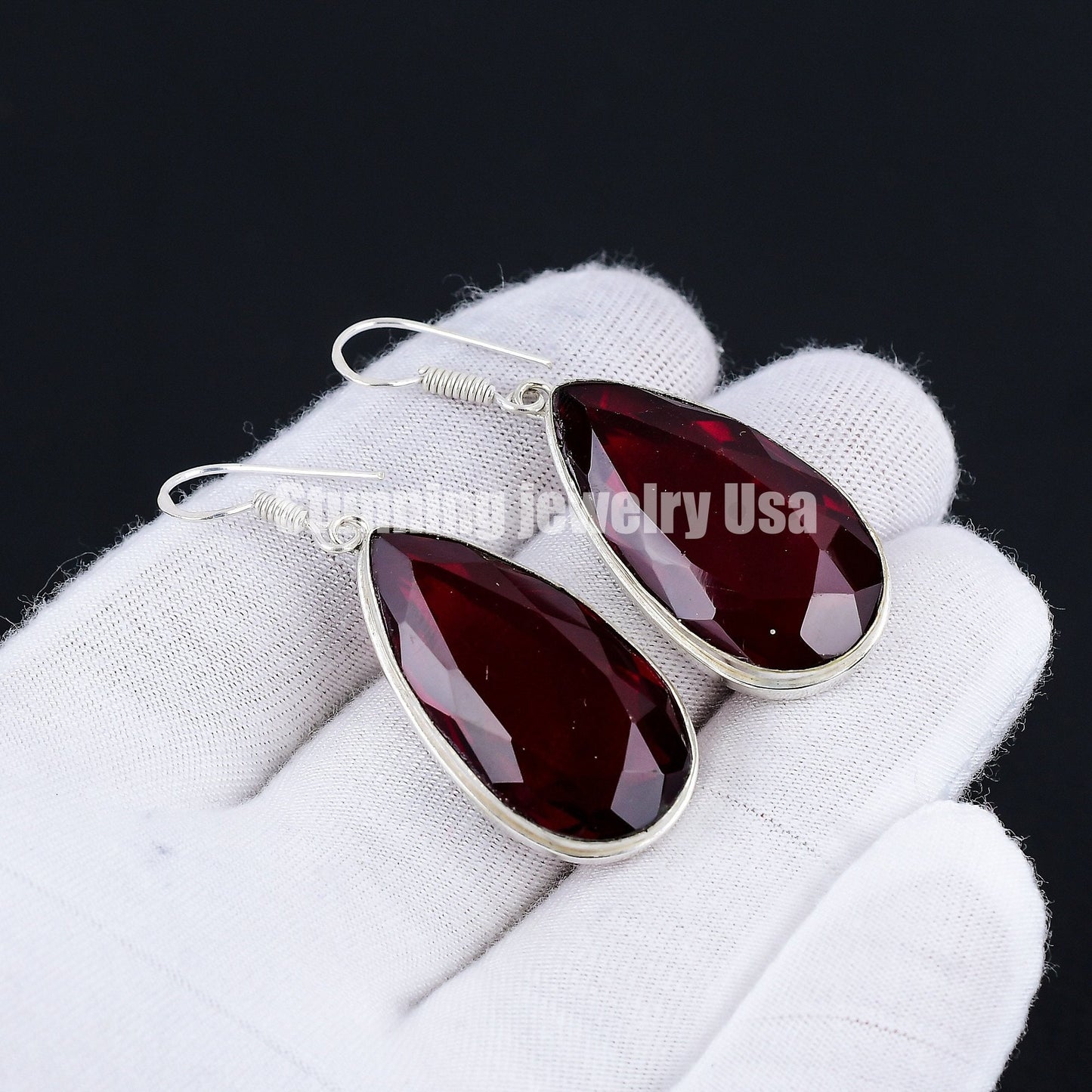 Red Garnet Gemstone Earrings