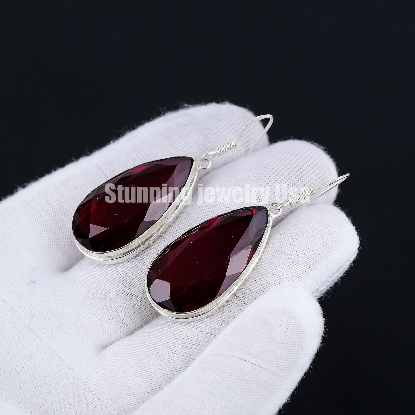 Red Garnet Gemstone Earrings