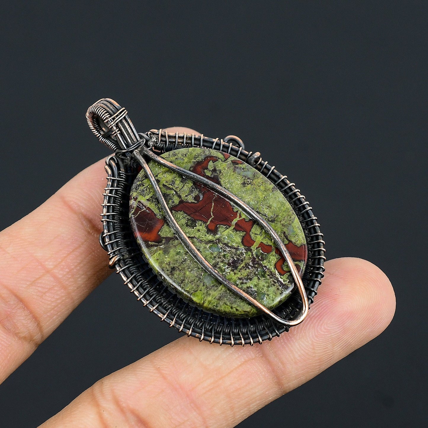 Green Bloodstone Gemstone Pendant