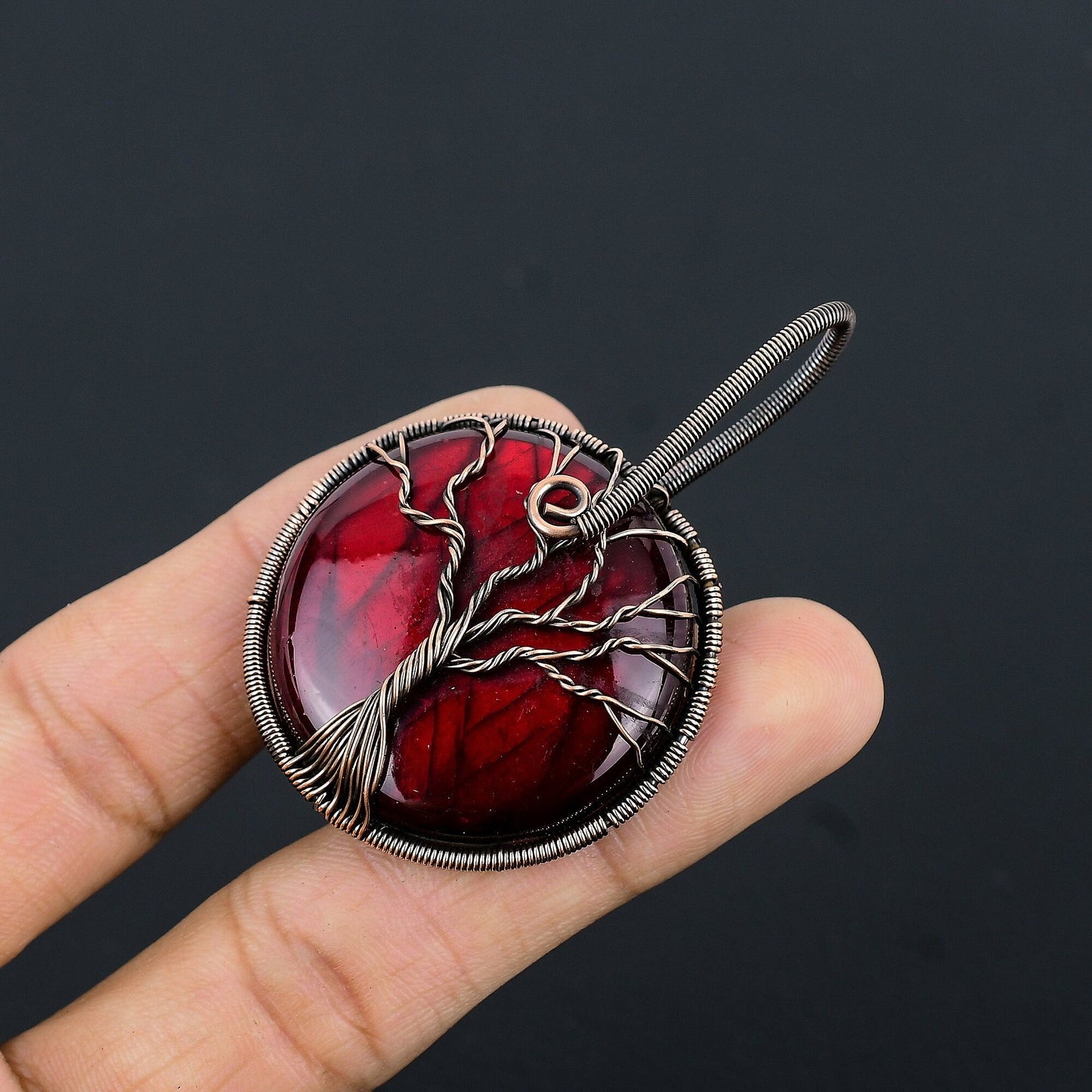 Red Fire Labradorite Gemstone Pendant