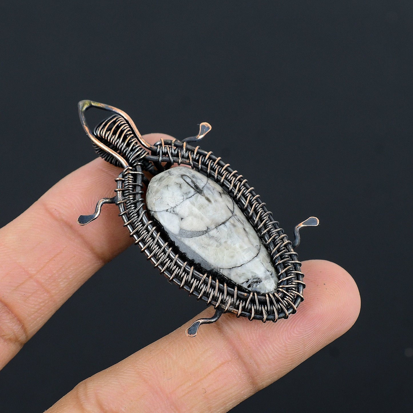 Black Orthoceras Gemstone Pendant
