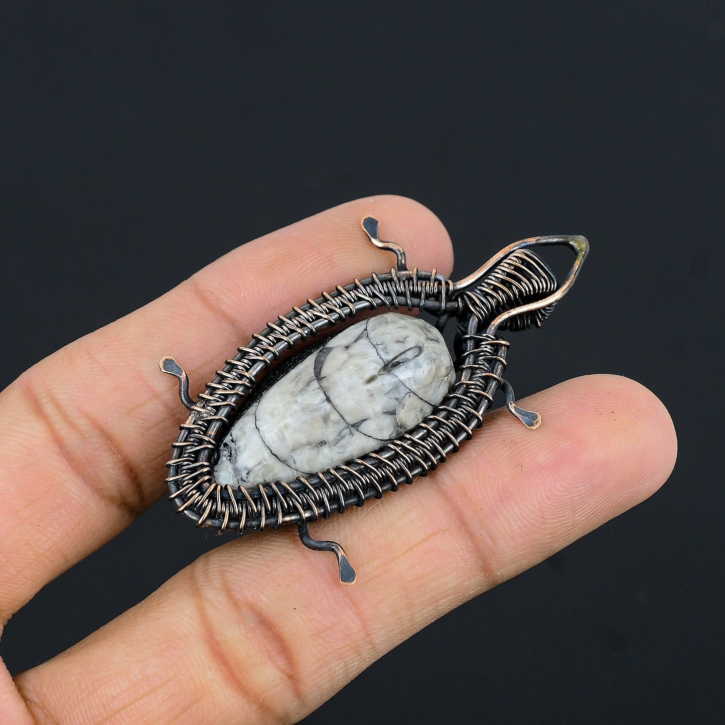 Black Orthoceras Gemstone Pendant