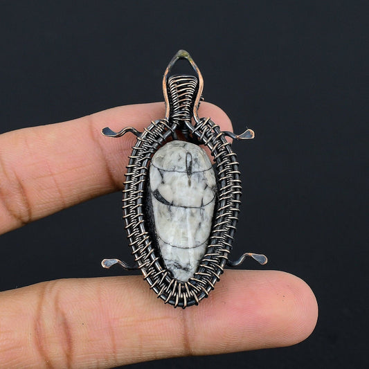Black Orthoceras Gemstone Pendant