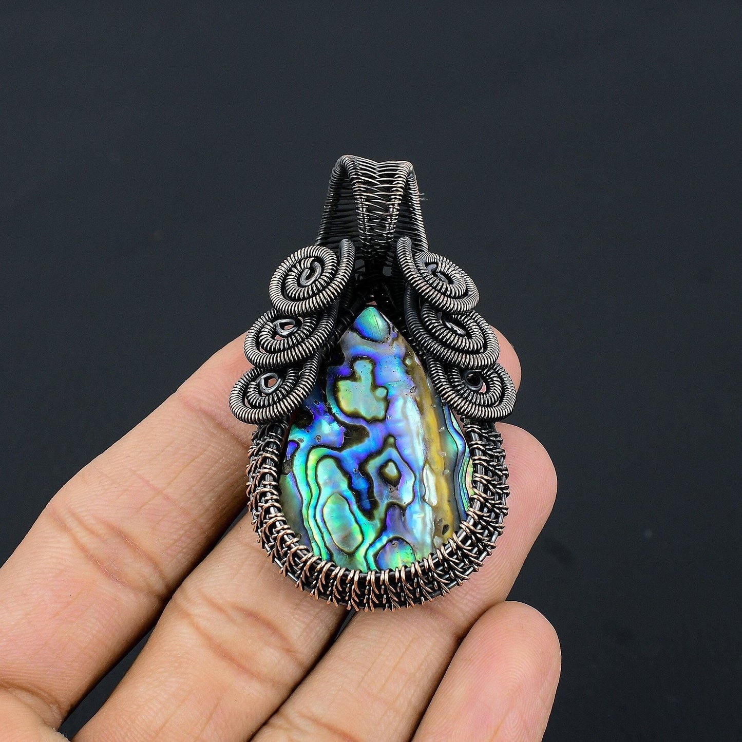 Blue-Green Abalone Gemstone Pendant