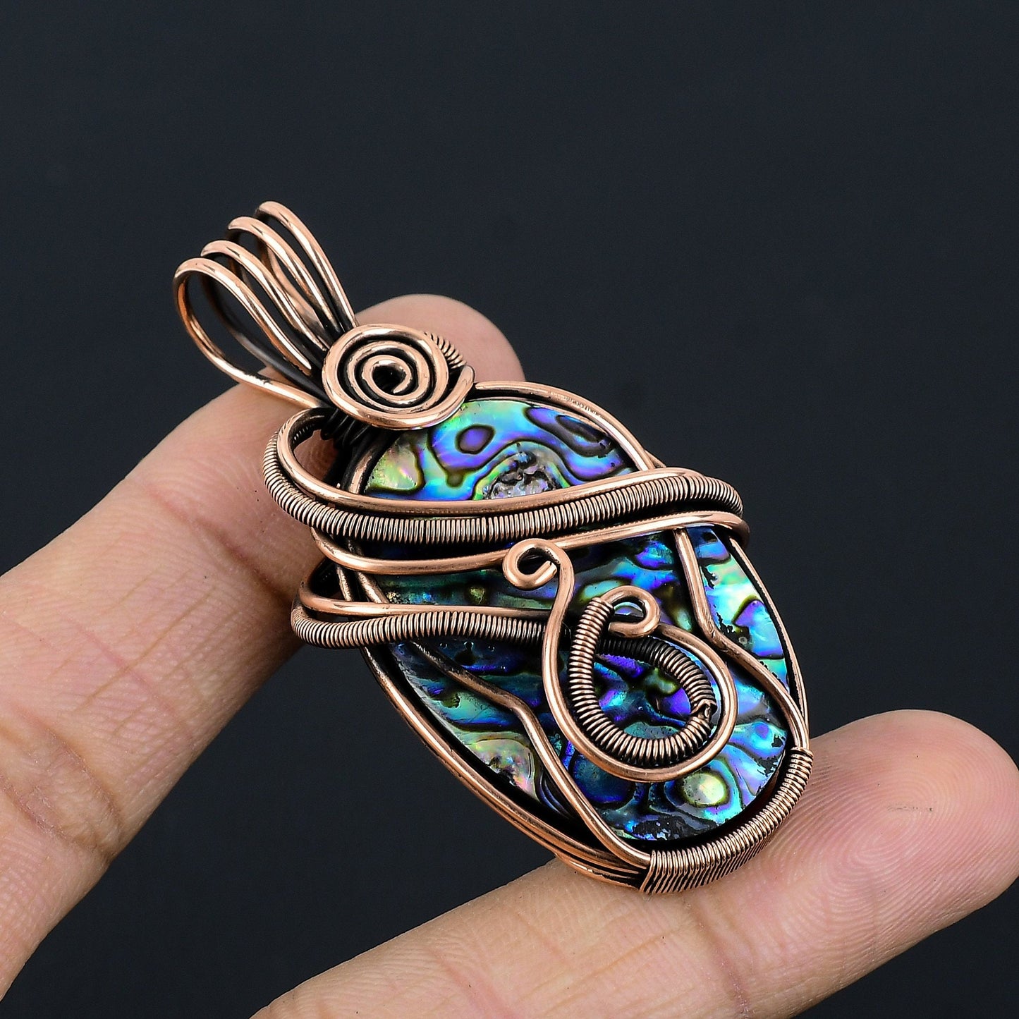 Copper Abalone Gemstone Pendant