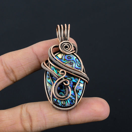 Copper Abalone Gemstone Pendant