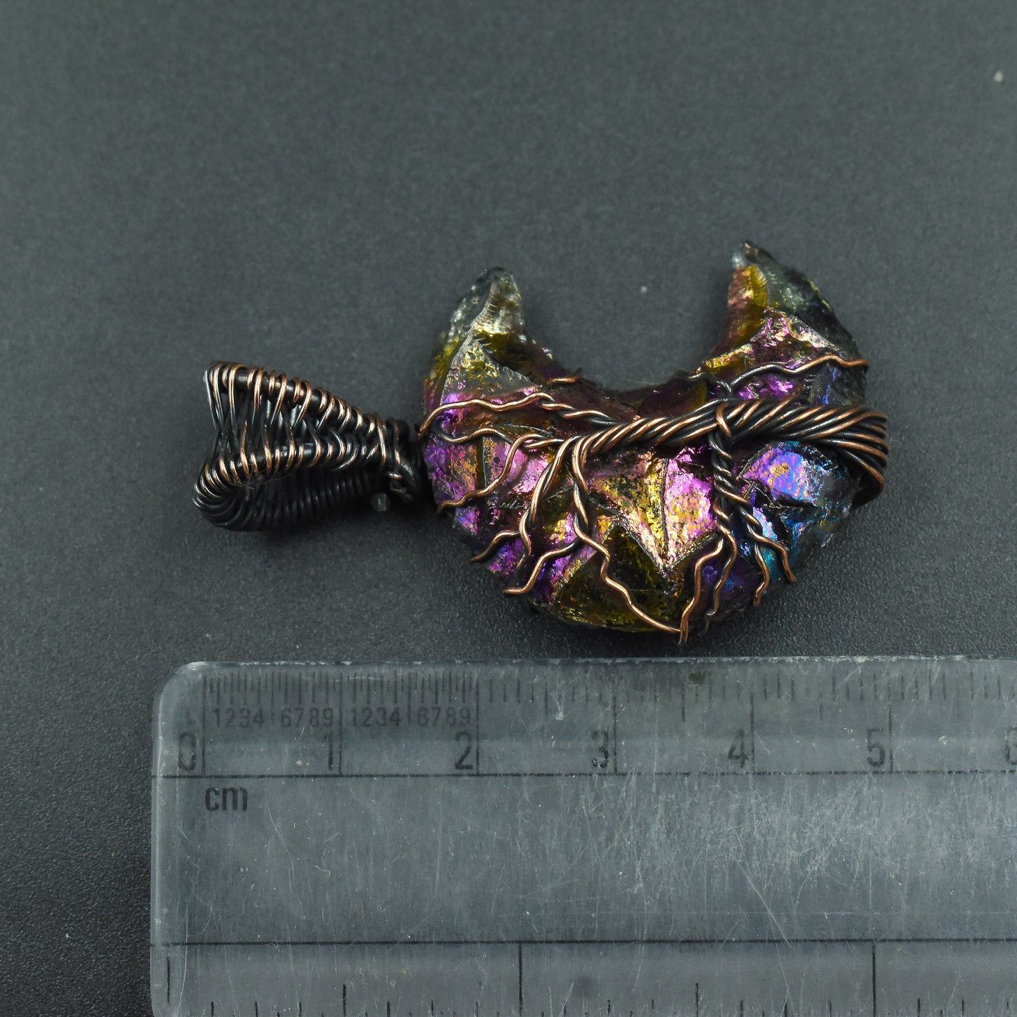 Peacock Aura Druzy Gemstone Tree of Life Moon Pendant