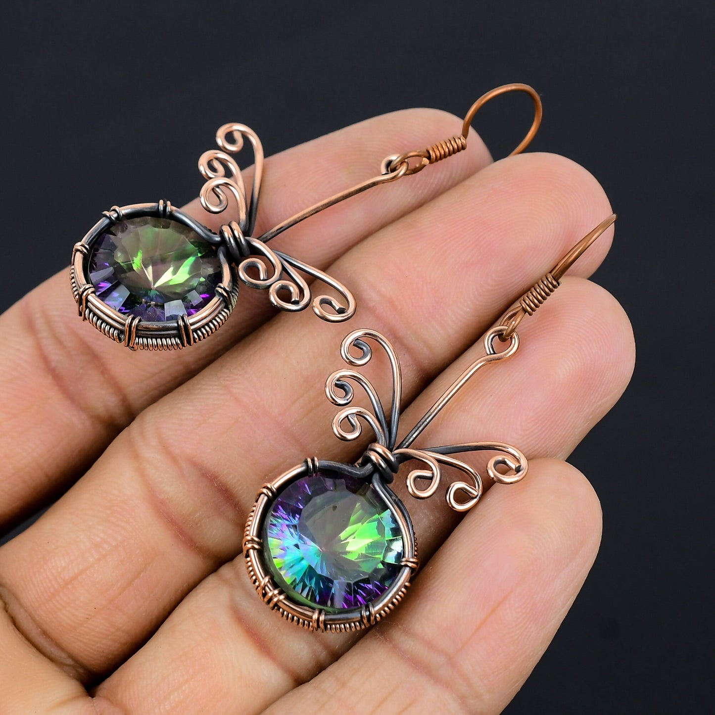 Rainbow Mystic Topaz Gemstone Earrings