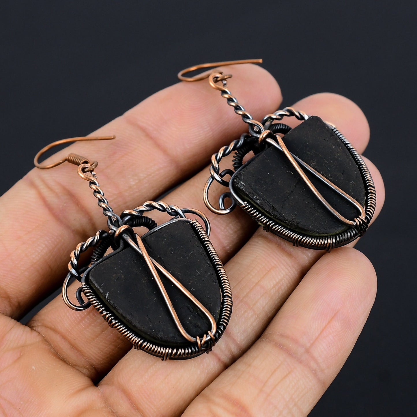 Black Tourmaline Gemstone Earrings