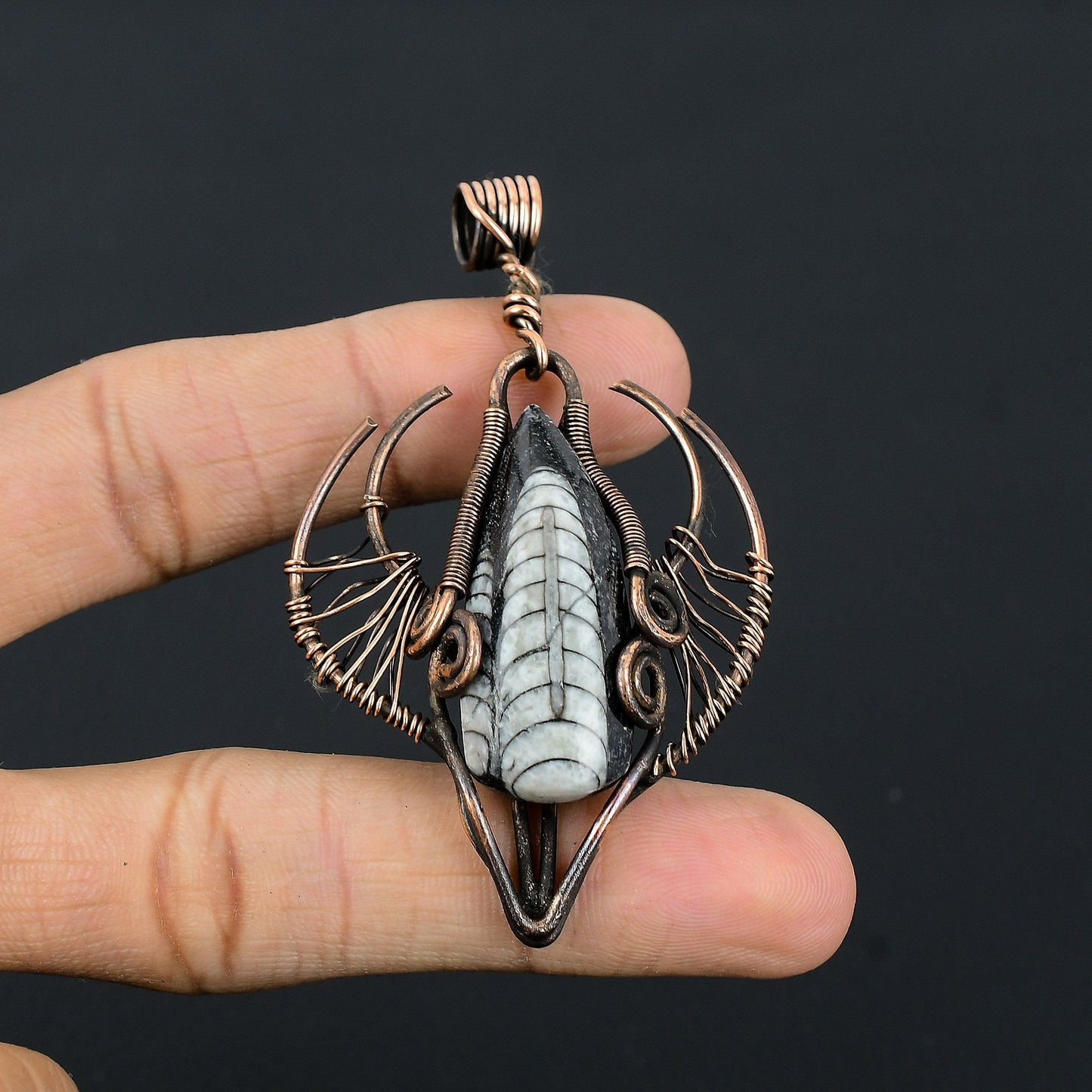 Copper Orthoceras Gemstone Pendant