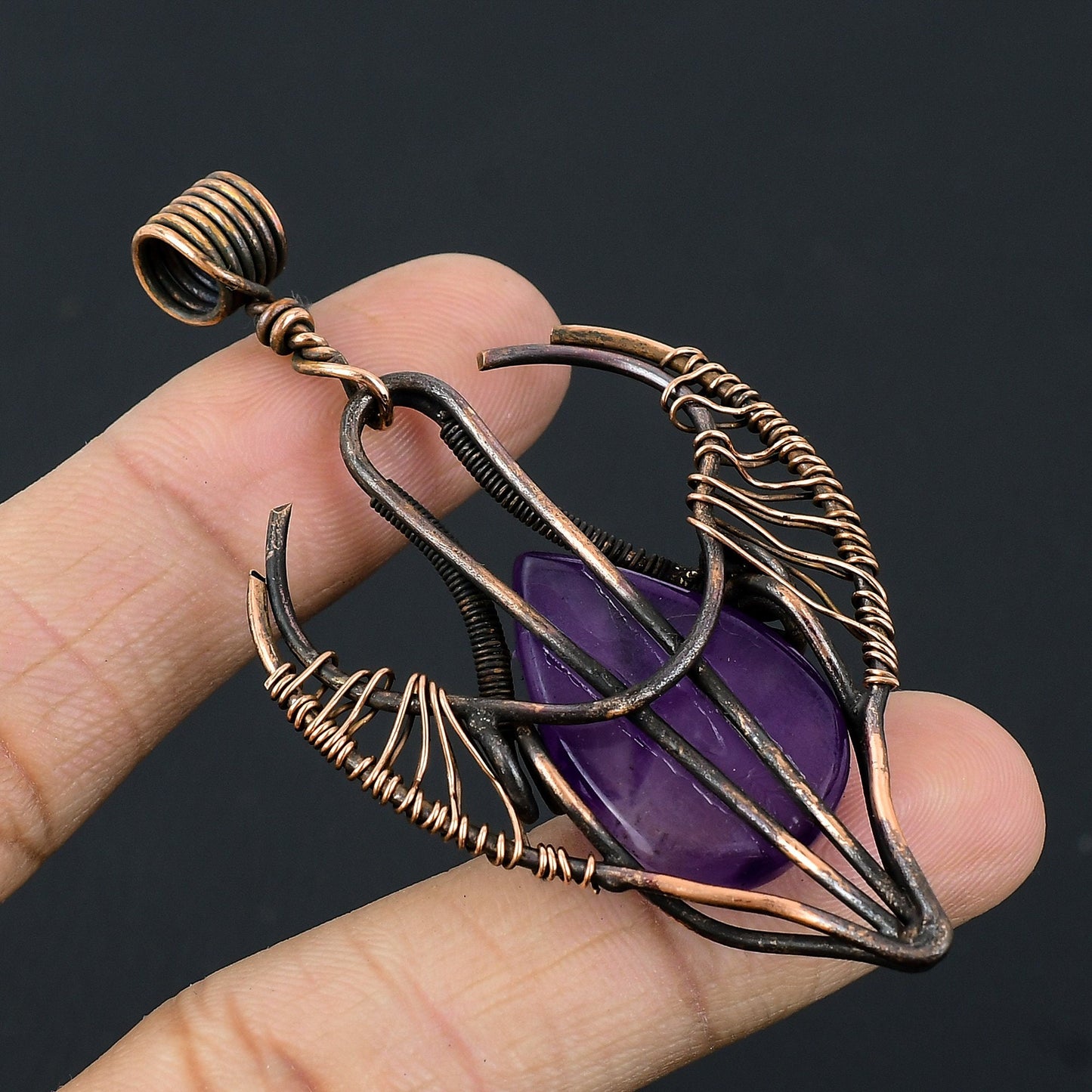 Purple Amethyst Gemstone Bull Pendant