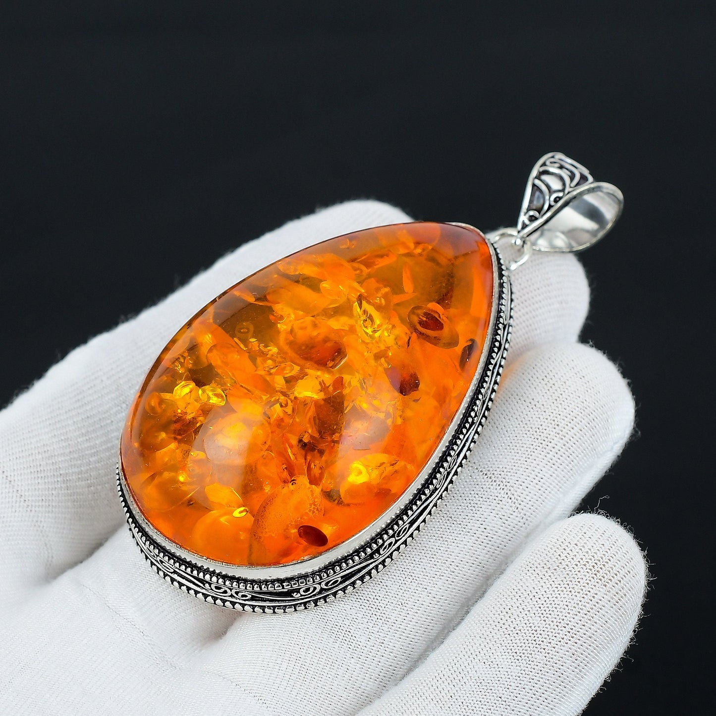 Golden Baltic Amber Gemstone Pendant