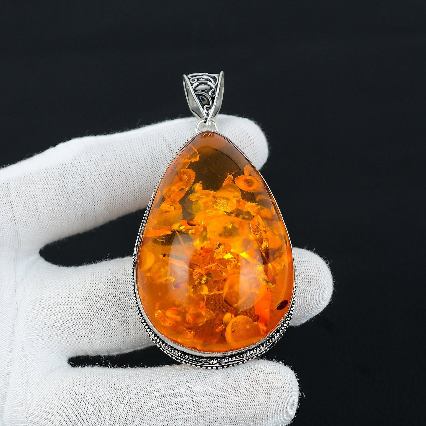 Golden Baltic Amber Gemstone Pendant
