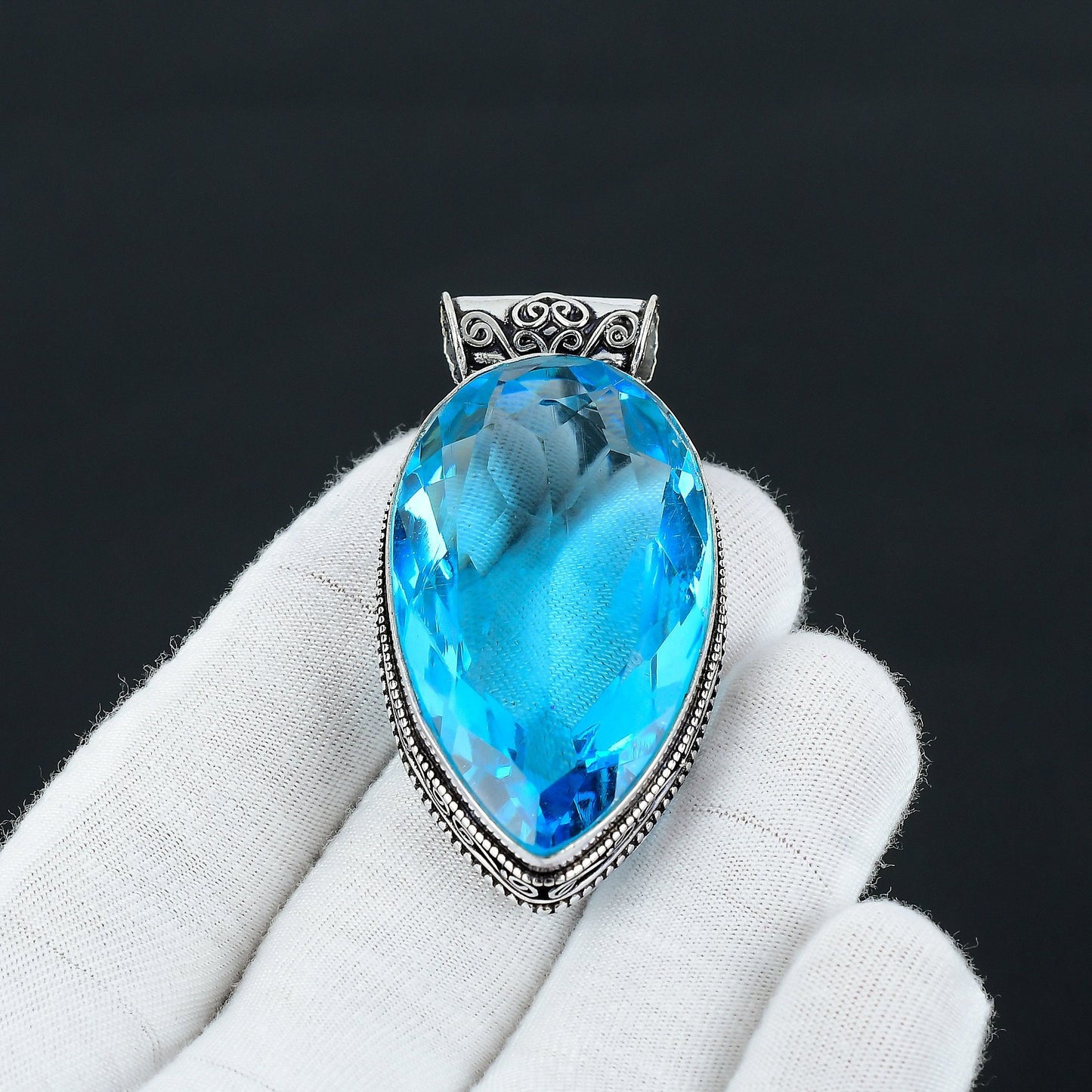 Swiss Blue Topaz Gemstone Pendant