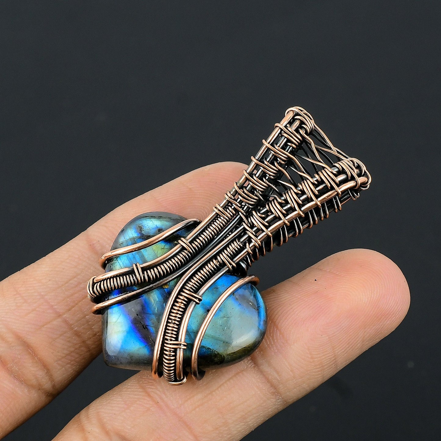 Blue Labradorite Gemstone Heart Pendant