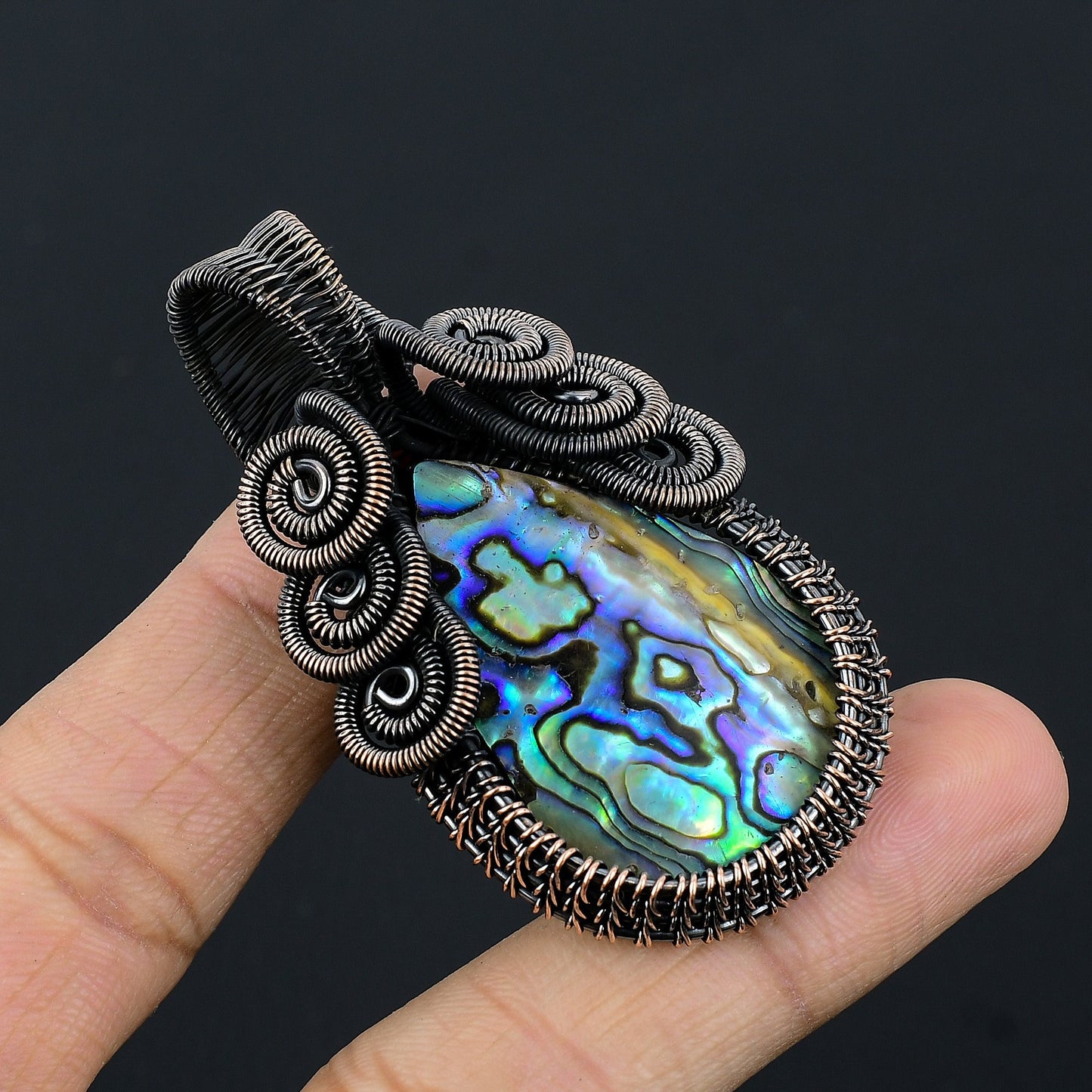 Blue-Green Abalone Gemstone Pendant
