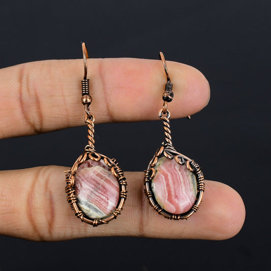 Pink Rhodochrosite Gemstone Earrings