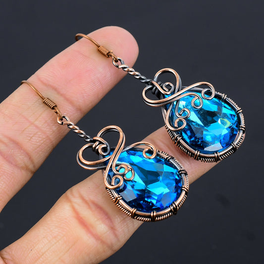 Blue Topaz Gemstone Earrings