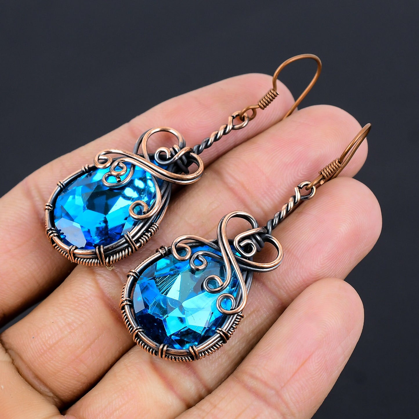 Blue Topaz Gemstone Earrings