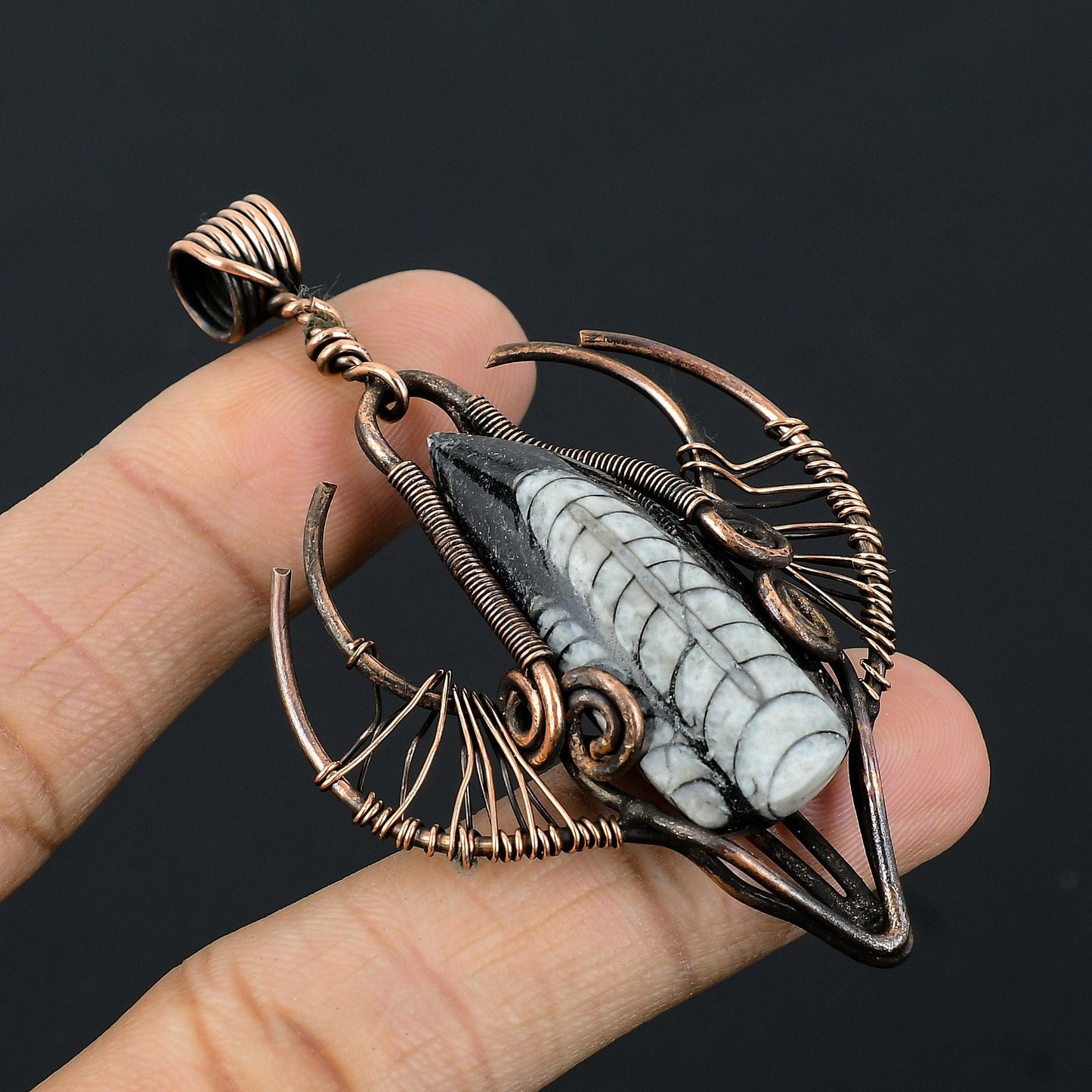 Copper Orthoceras Gemstone Pendant