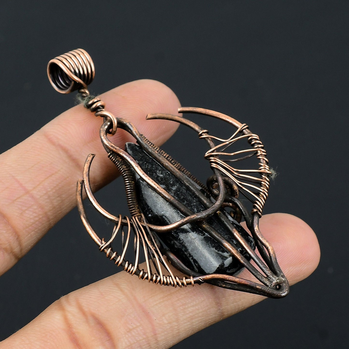 Copper Orthoceras Gemstone Pendant