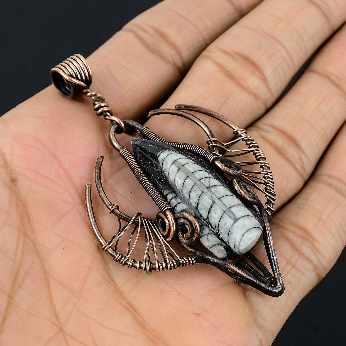 Copper Orthoceras Gemstone Pendant