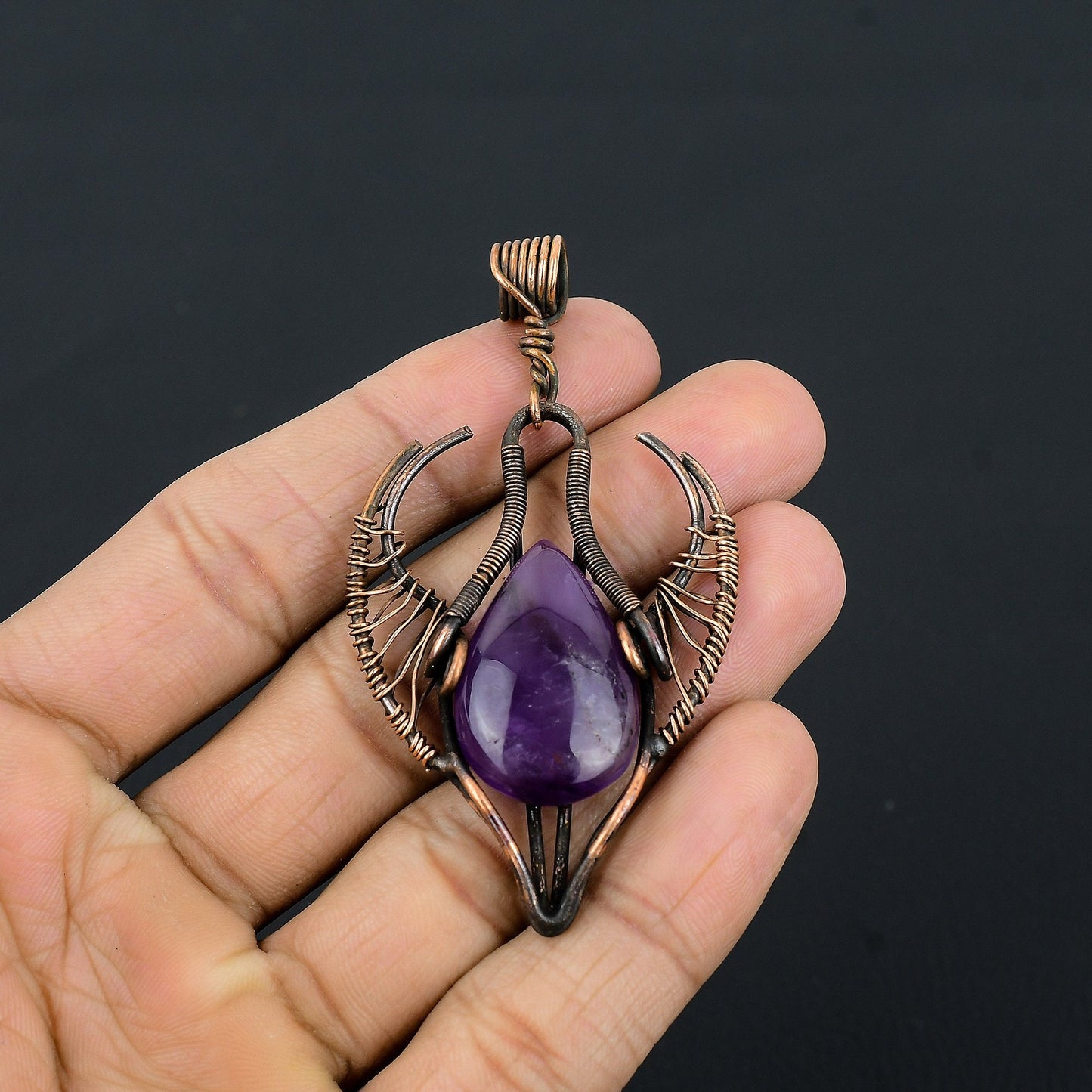 Purple Amethyst Gemstone Bull Pendant