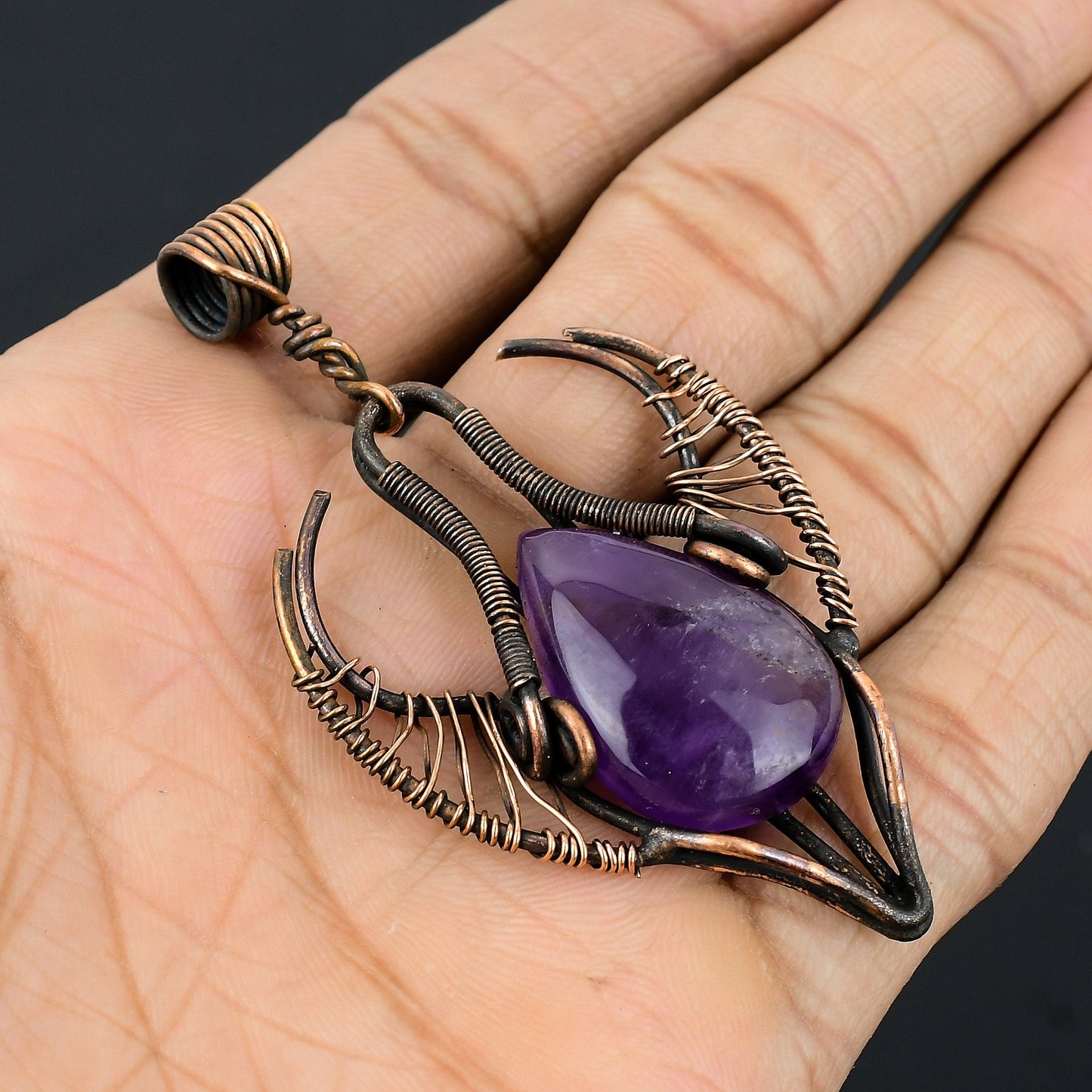 Purple Amethyst Gemstone Bull Pendant