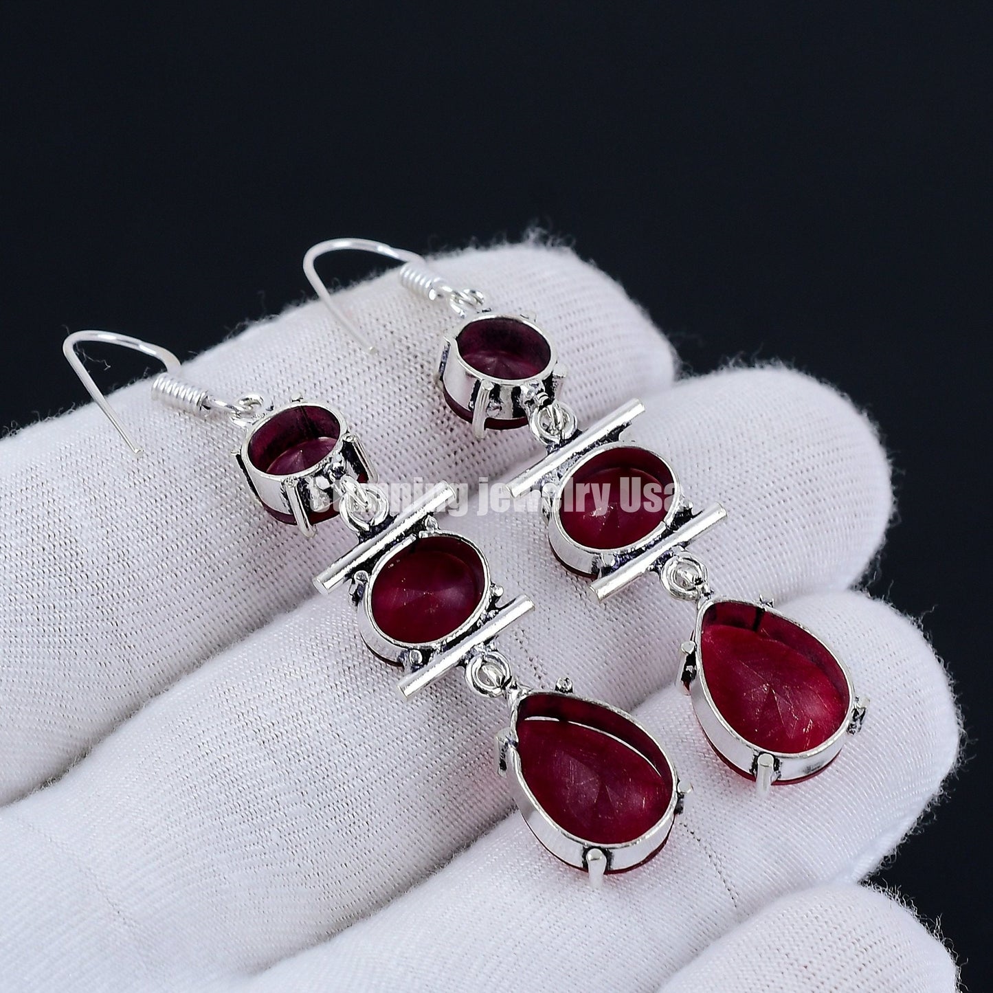 Red Garnet Gemstone Earrings