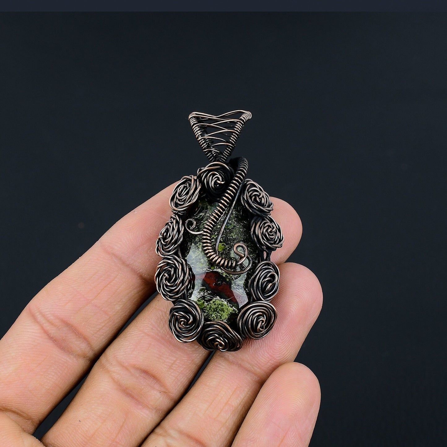 Green Bloodstone Gemstone Pendant