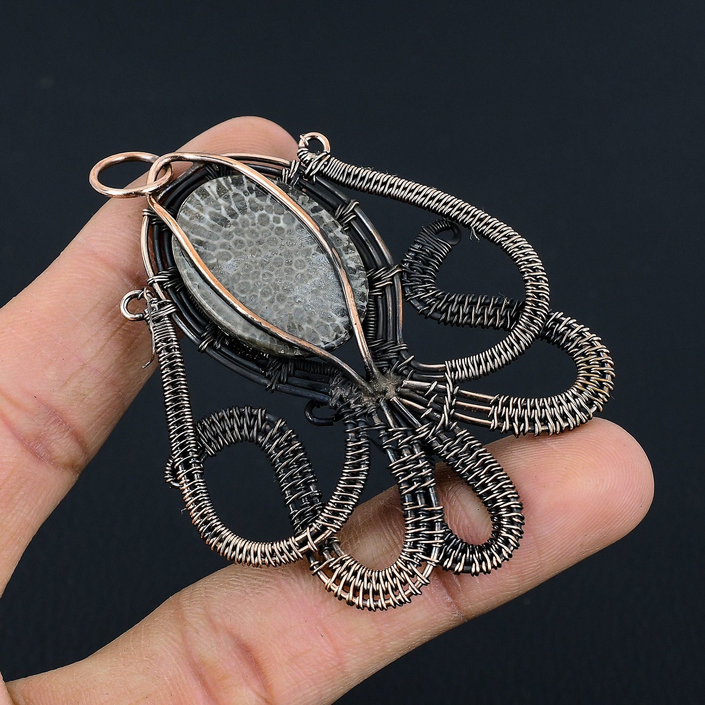 Black Stingray Coral Gemstone Pendant
