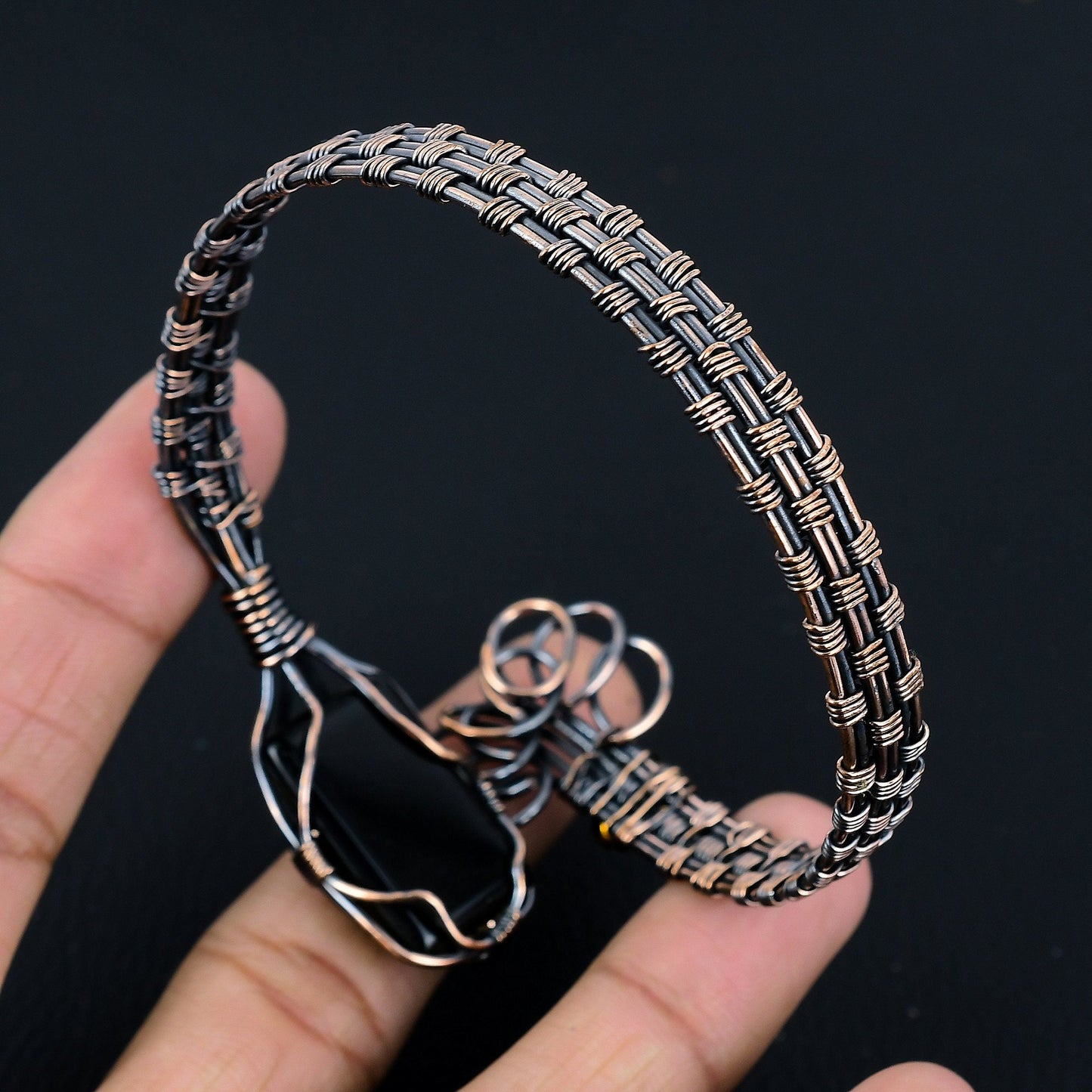 Black Onyx Gemstone Cuff Bracelet