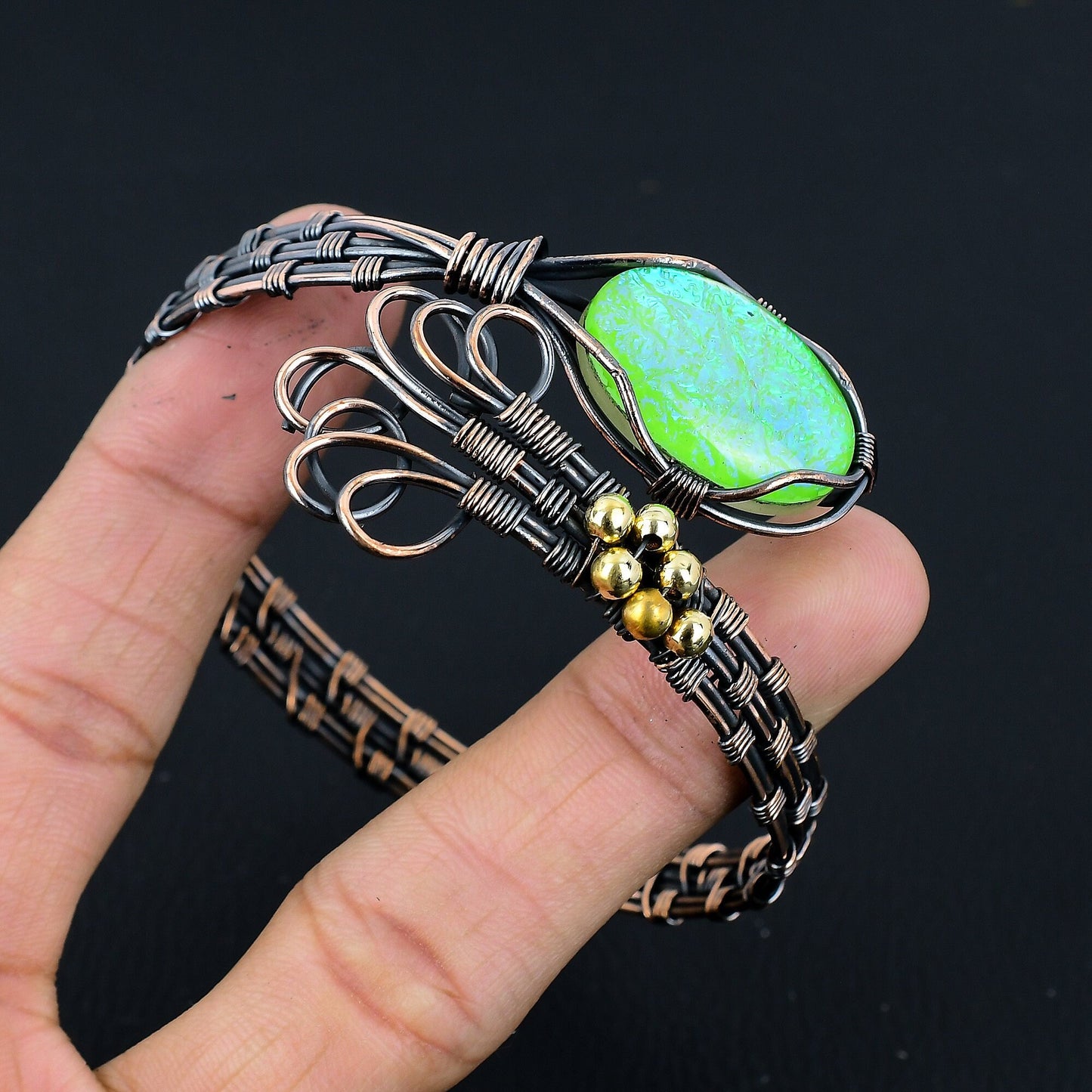 Blue Opal Gemstone Cuff Bracelet