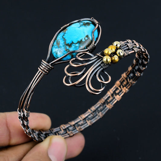 Turquoise Copper Gemstone Cuff Bracelet