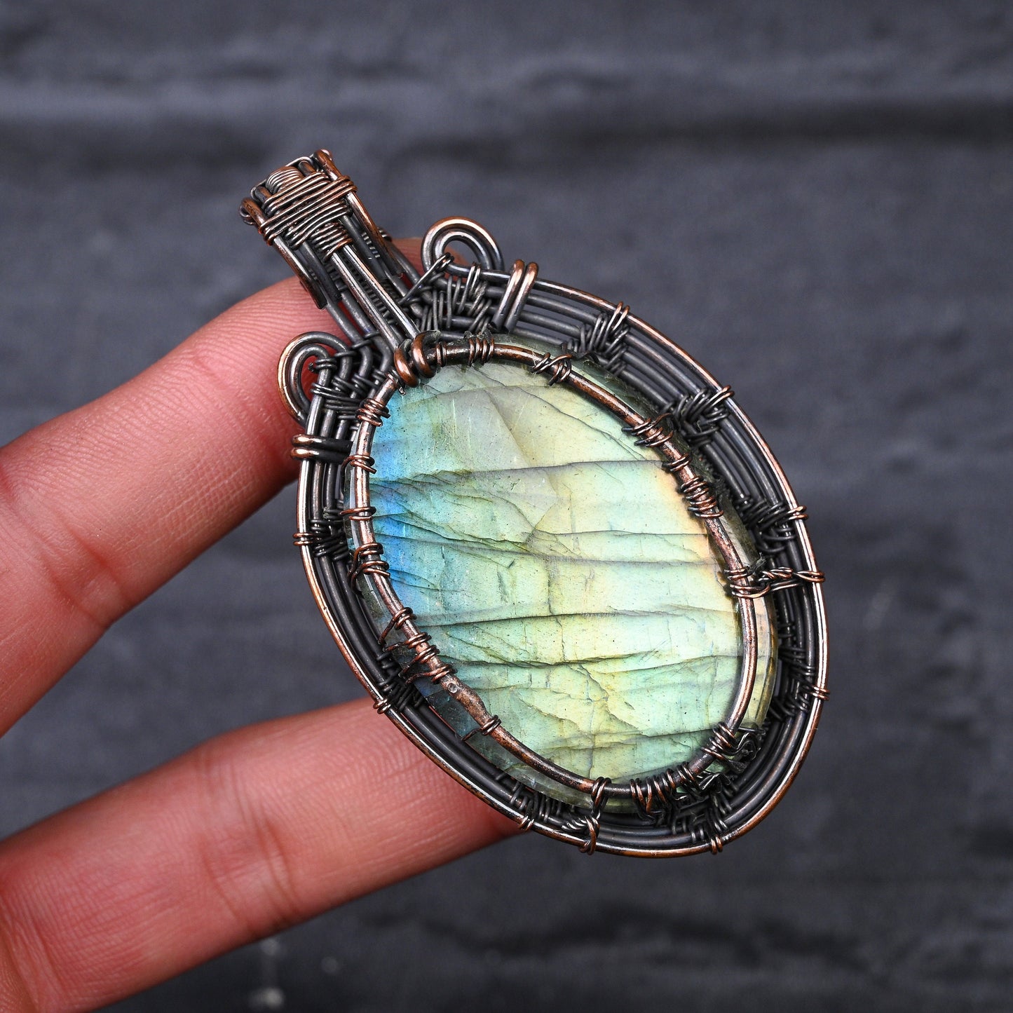 Blue-Green Labradorite Gemstone Pendant