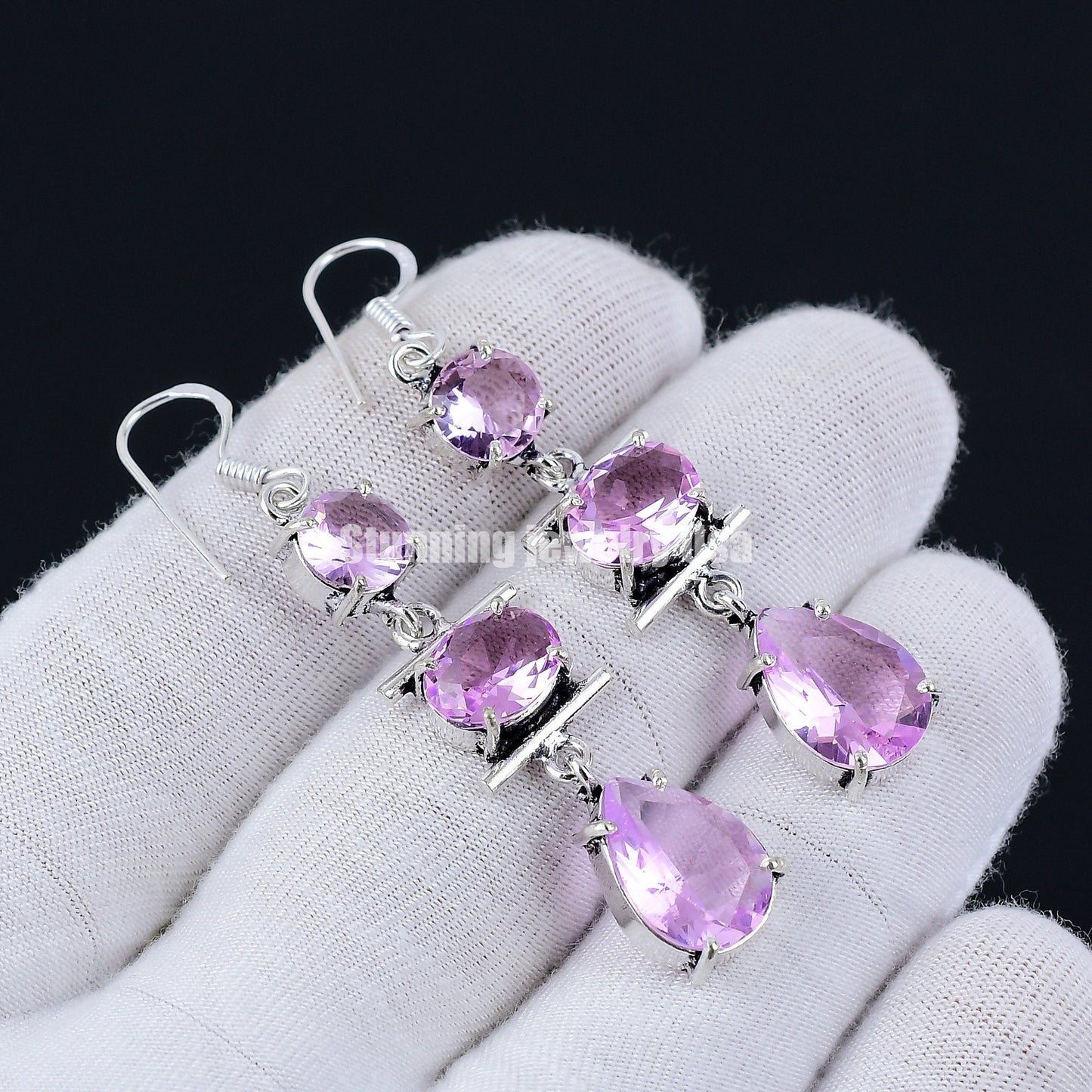 Pink Kunzite Gemstone Earrings